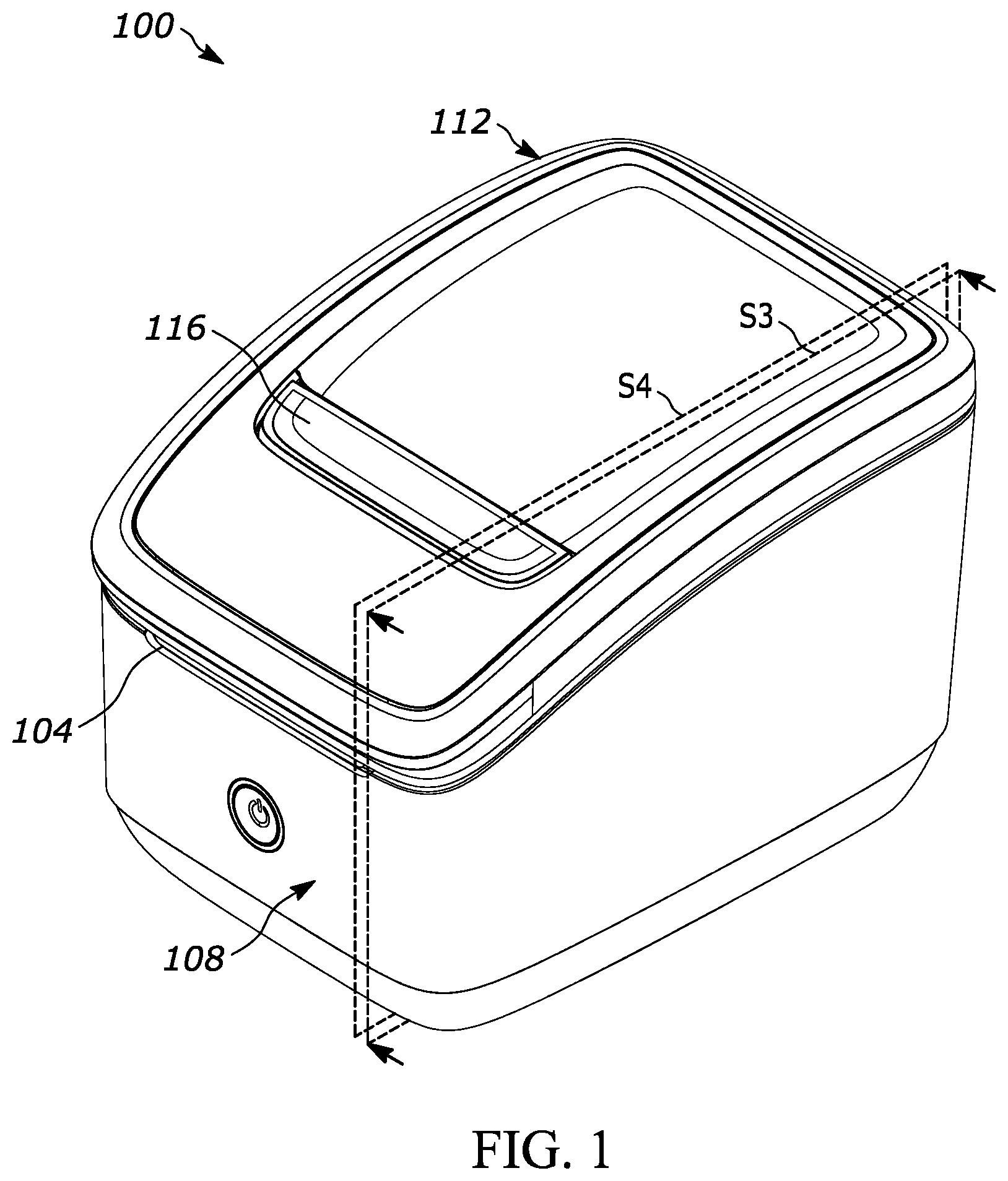 Patent US11772395 Figure 1 – Lid subsystem for media processing devices