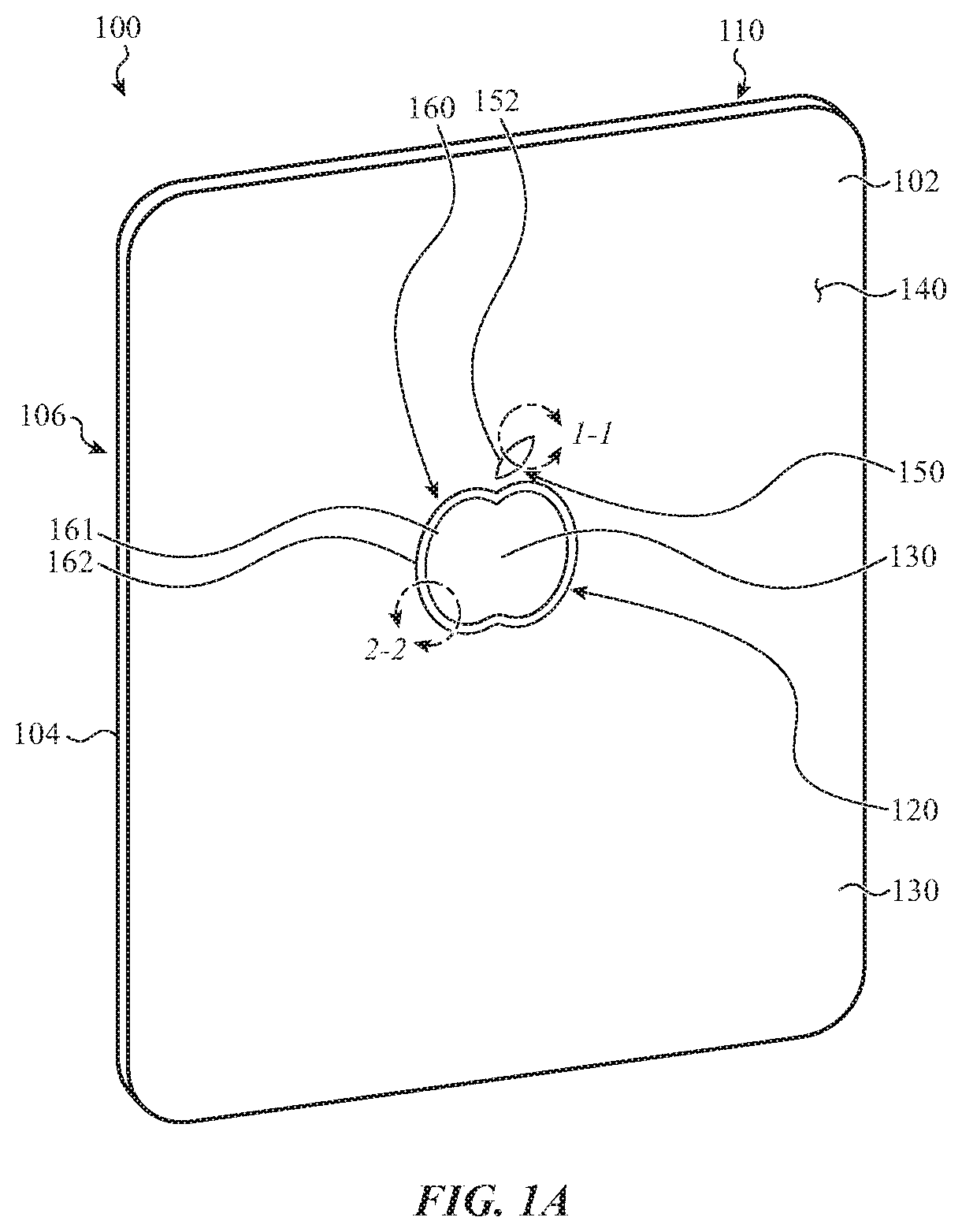 Patent US11772402 — Controlled ablation and surface modification for marking an electronic device — Figure 1