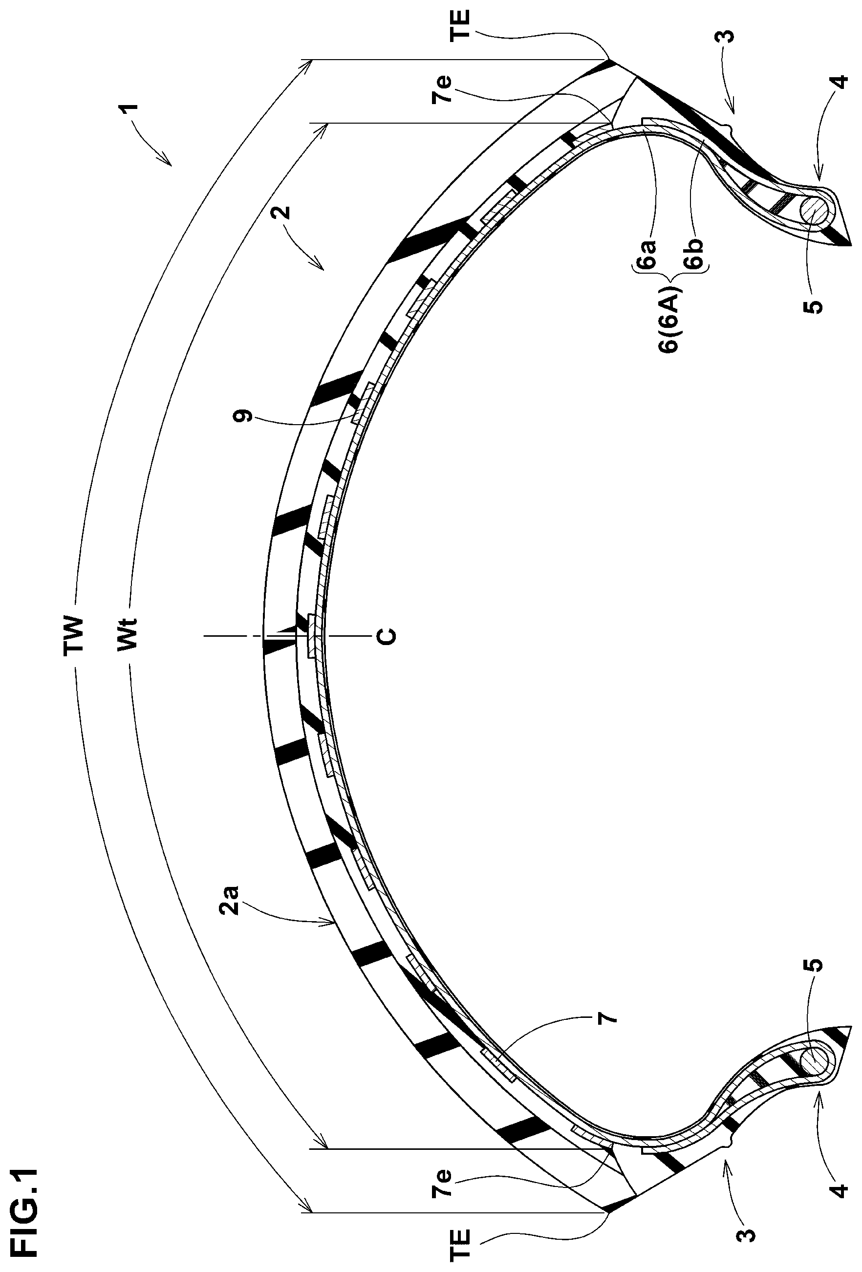 Patent US11772425 — Pneumatic tire — Figure 1