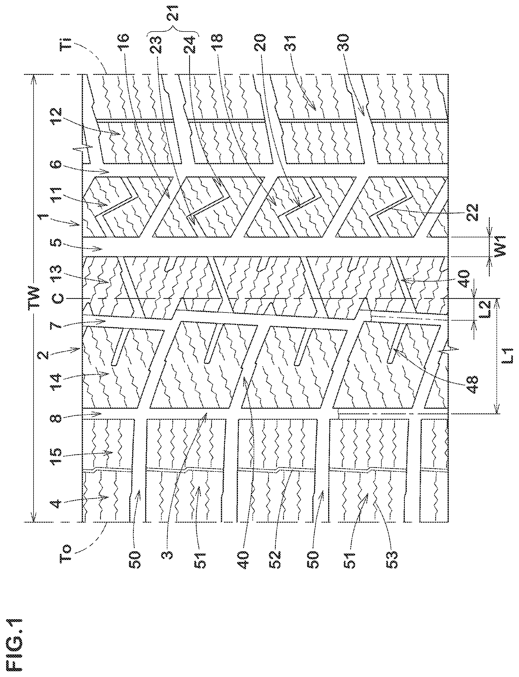Patent US11772428 — Tire — Figure 1