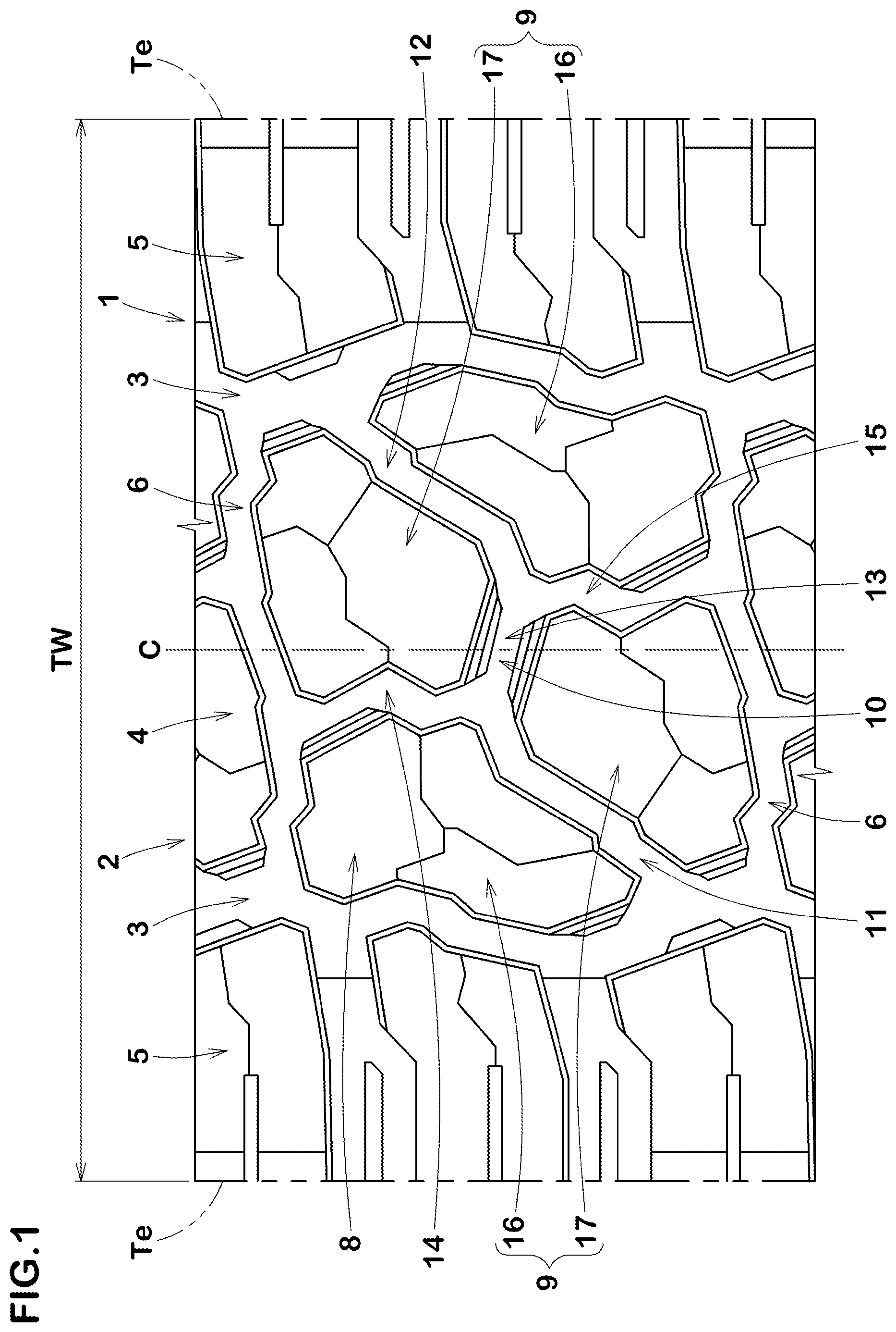 Patent US11772429 — Tire — Figure 1