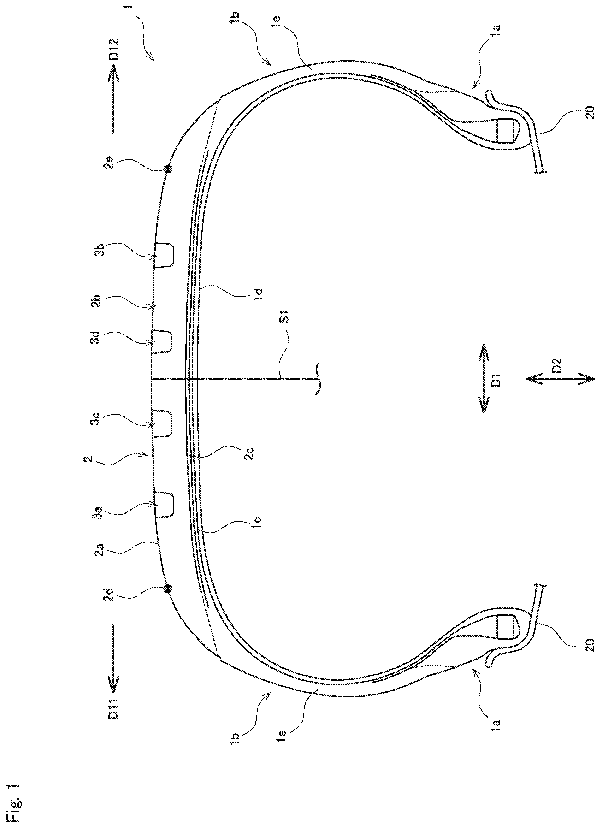 Patent US11772431 — Pneumatic tire — Figure 1
