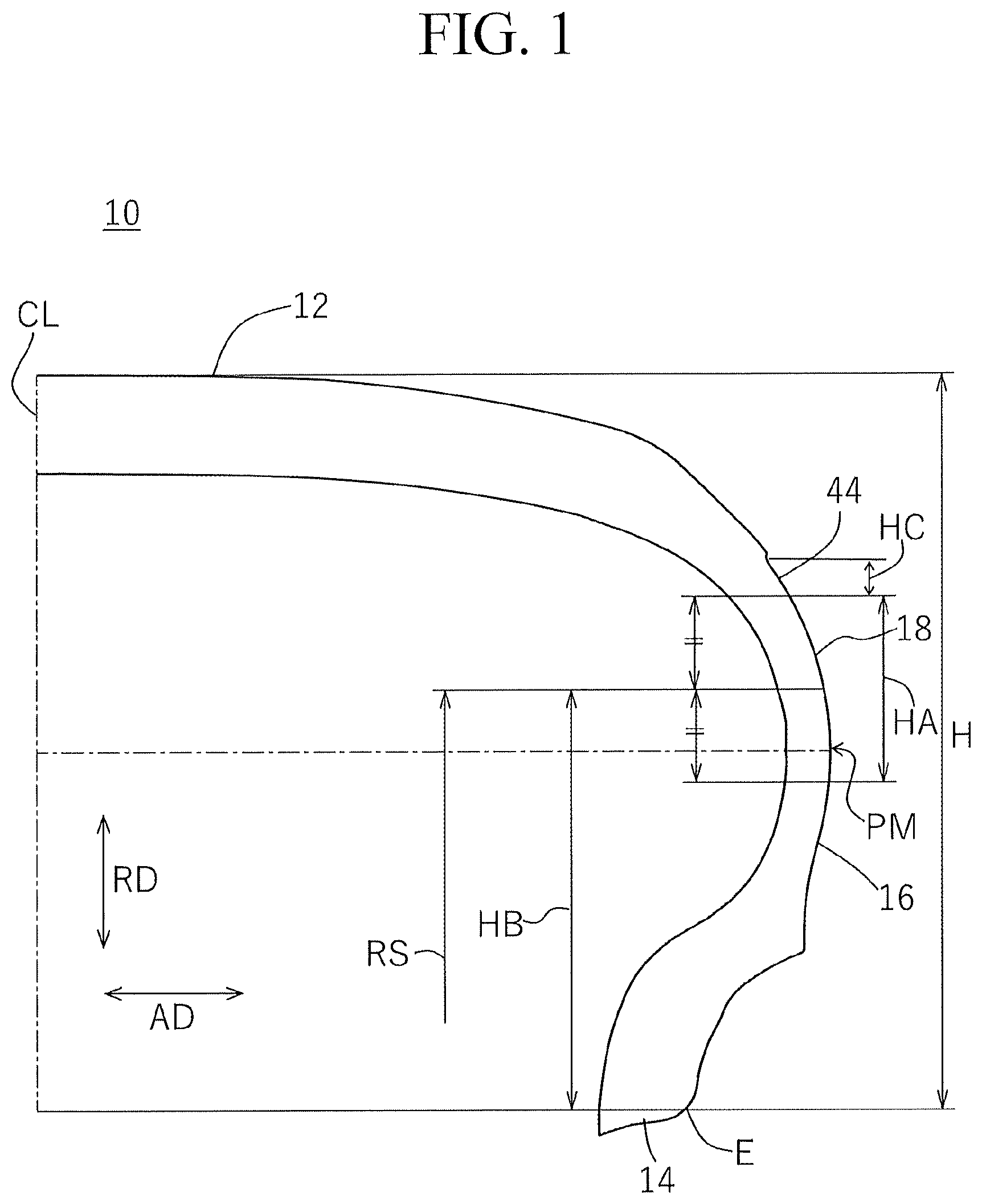 Patent US11772433 — Pneumatic tire — Figure 1