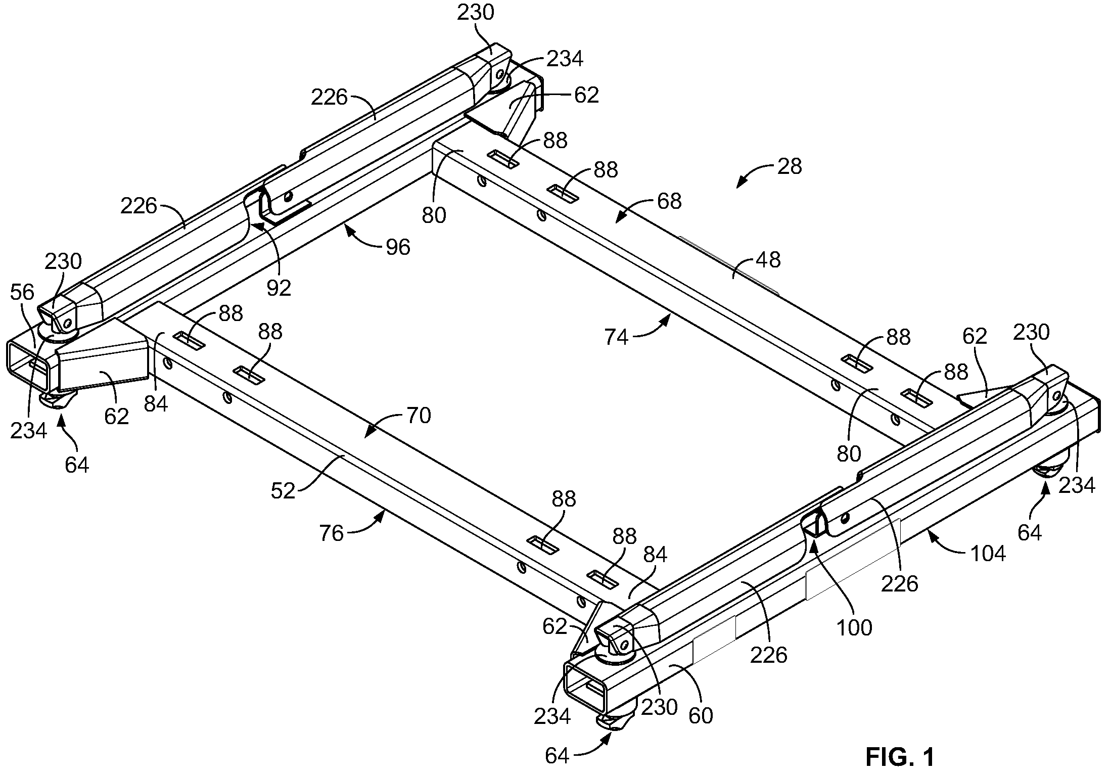Patent US11772437 — Fifth wheel hitch mounting system — Figure 1