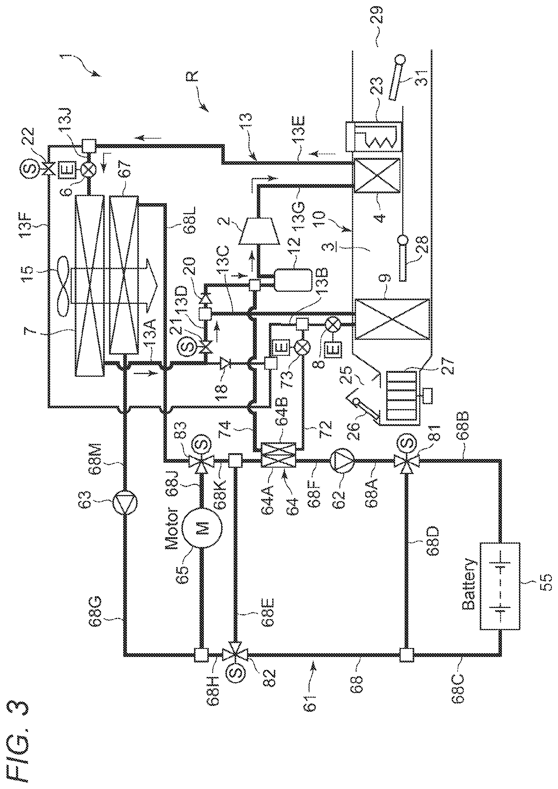 Patent US11772449 Figure 3 – Vehicle air conditioning device