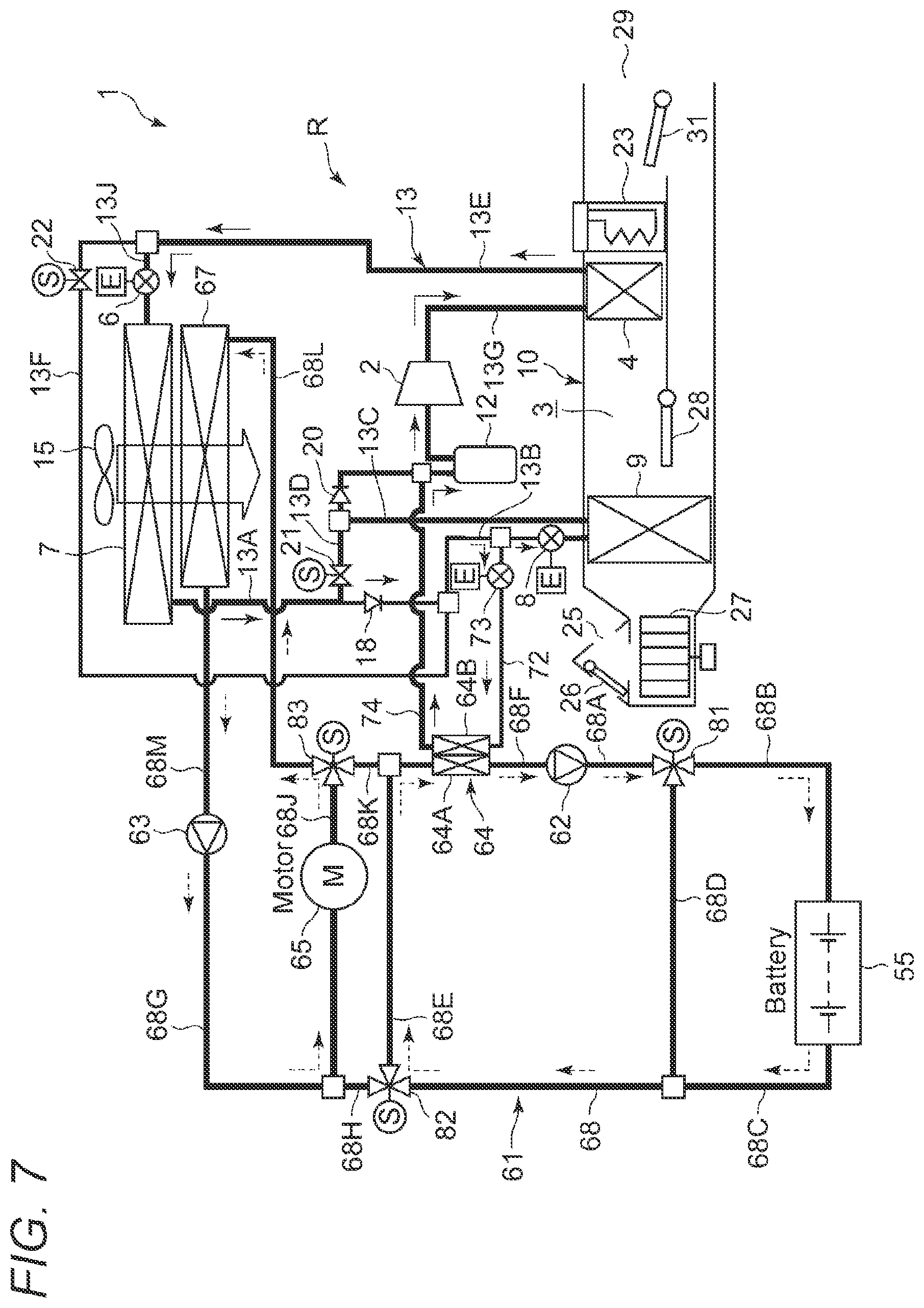 Patent US11772449 Figure 7 – Vehicle air conditioning device