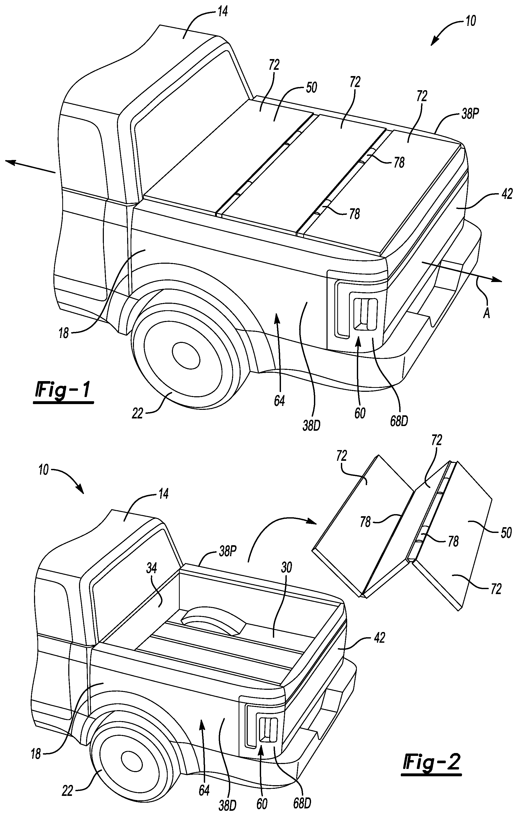 Patent US11772468 Figure 1 – Cargo bed covering and enclosing assembly
