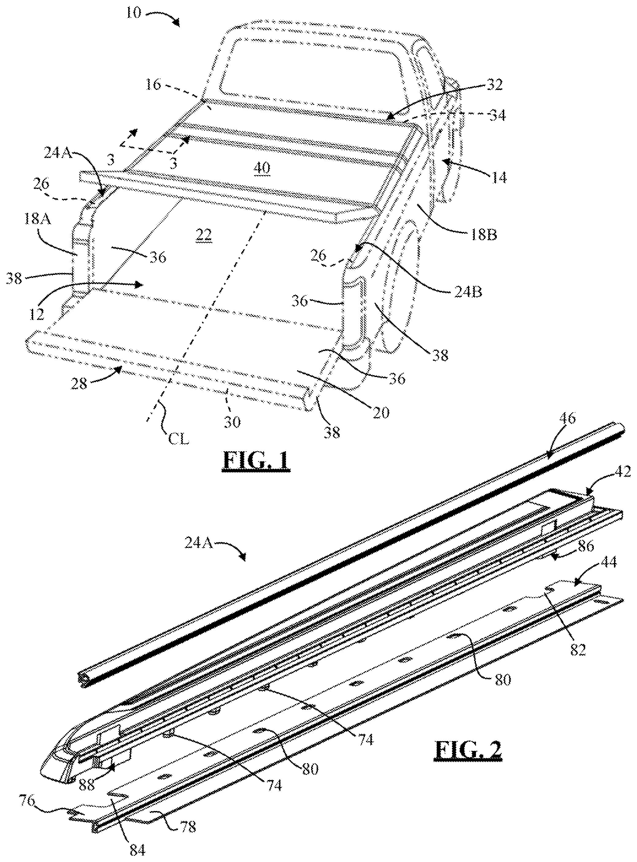 Patent US11772469 — Tonneau cover assembly with a fluid management system — Figure 1