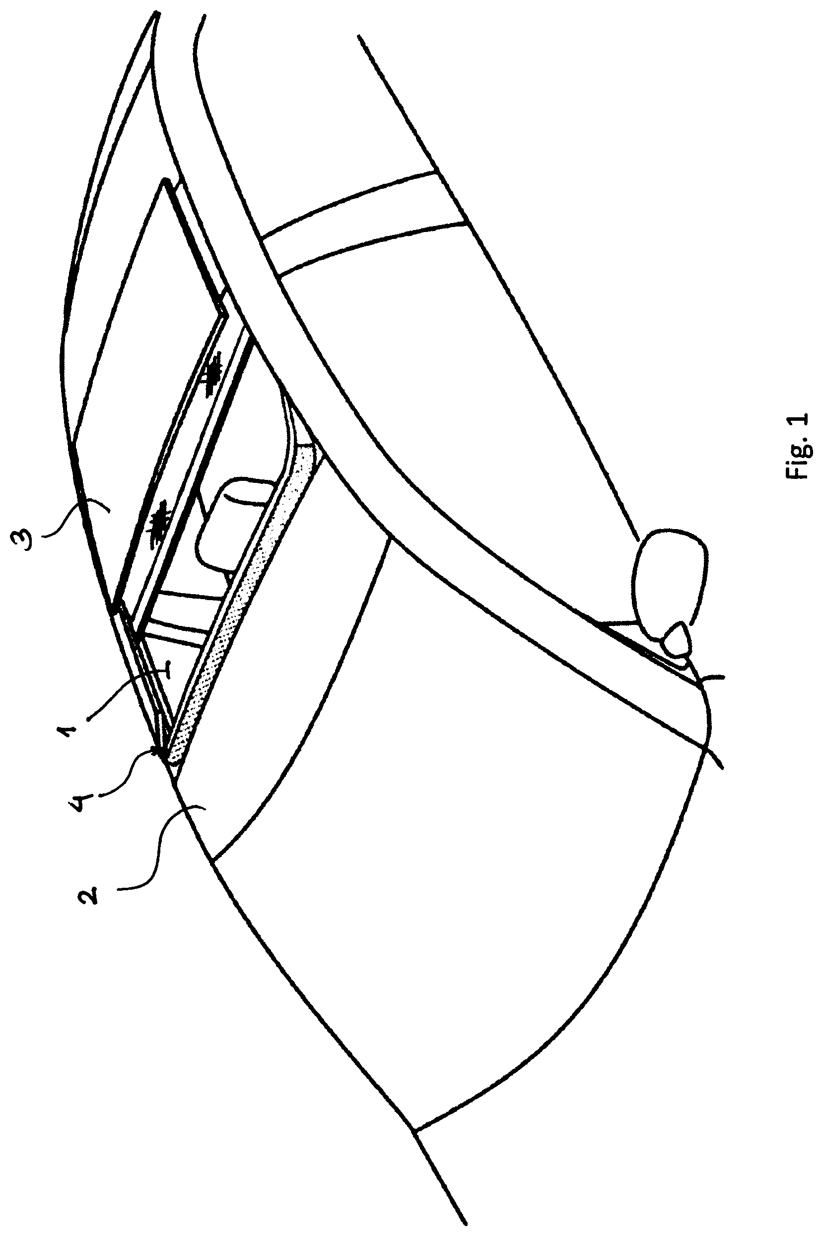 Patent US11772471 — Open roof construction for a vehicle and wind deflector assembly — Figure 1