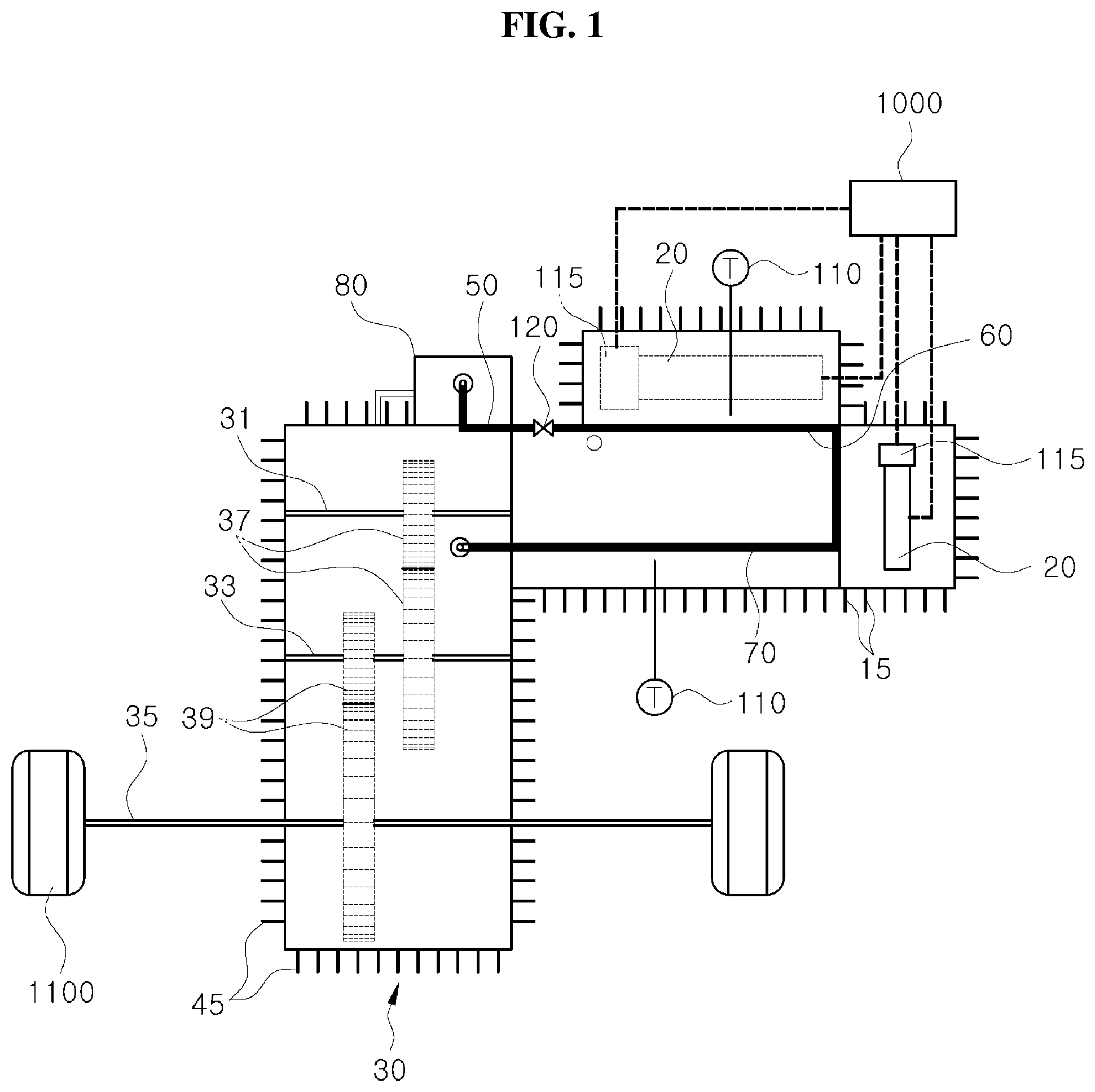 Patent US11772480 — Transaxle-integrated cooling circulation system — Figure 1