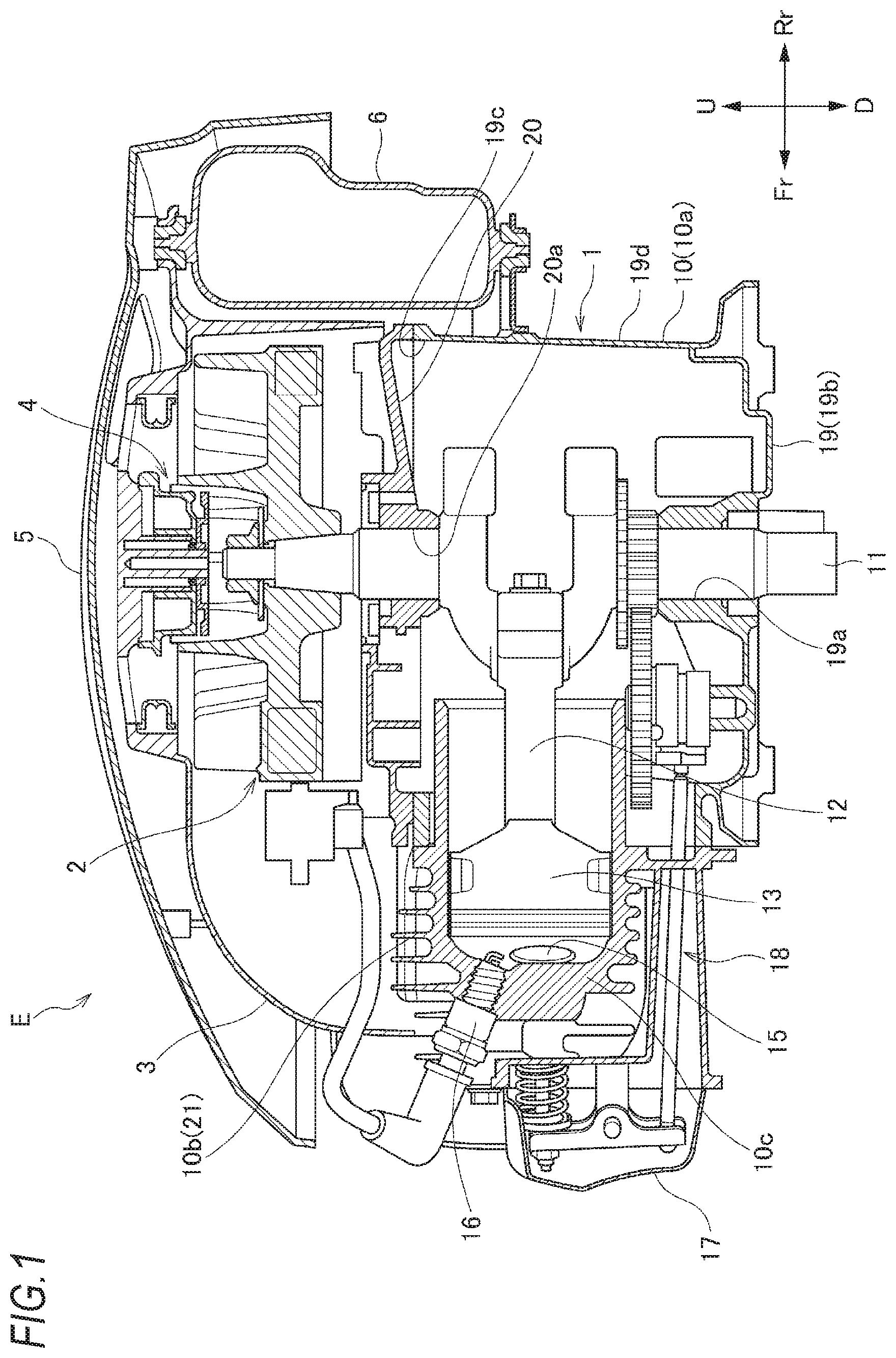 Patent US11772485 — Engine and work machine — Figure 1