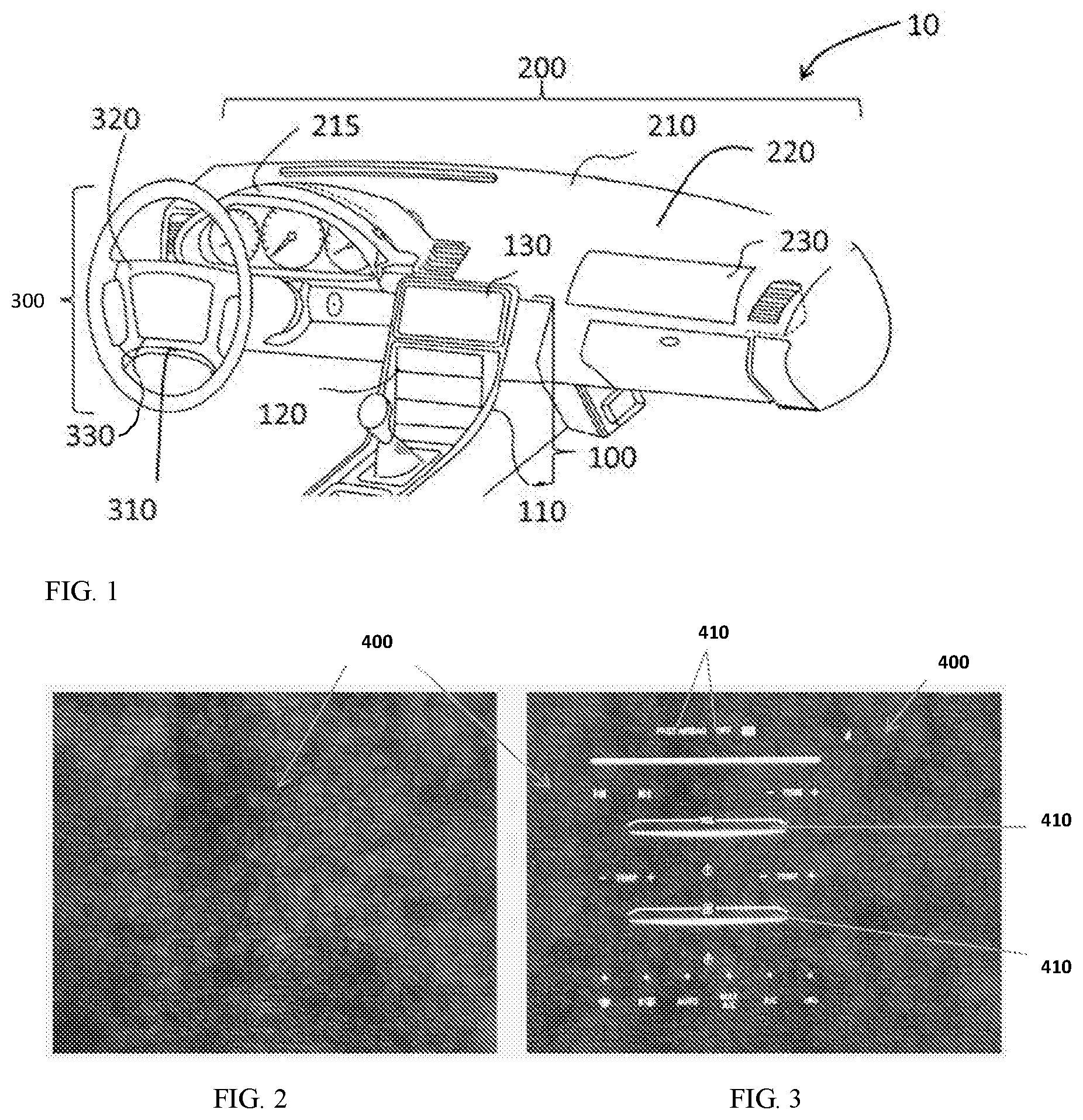 Patent US11772491 Figure 1 – Light guide-based deadfront for display, related methods and vehicle interior systems