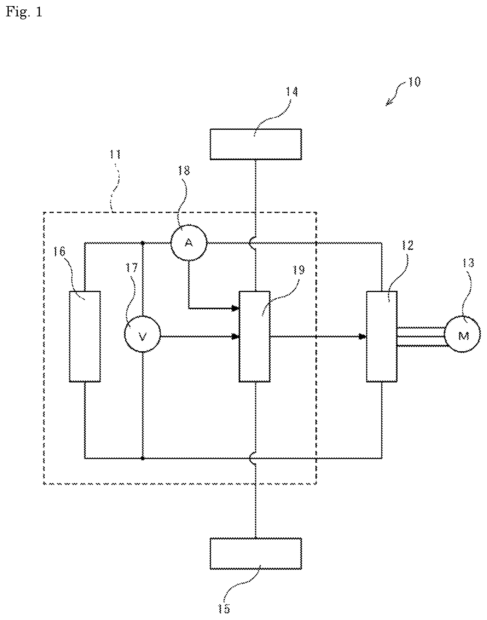 Patent US11772511 — Vehicle-use energy storage apparatus, vehicle-use discharge system, discharge control method, and vehicle-use energy storage device — Figure 1