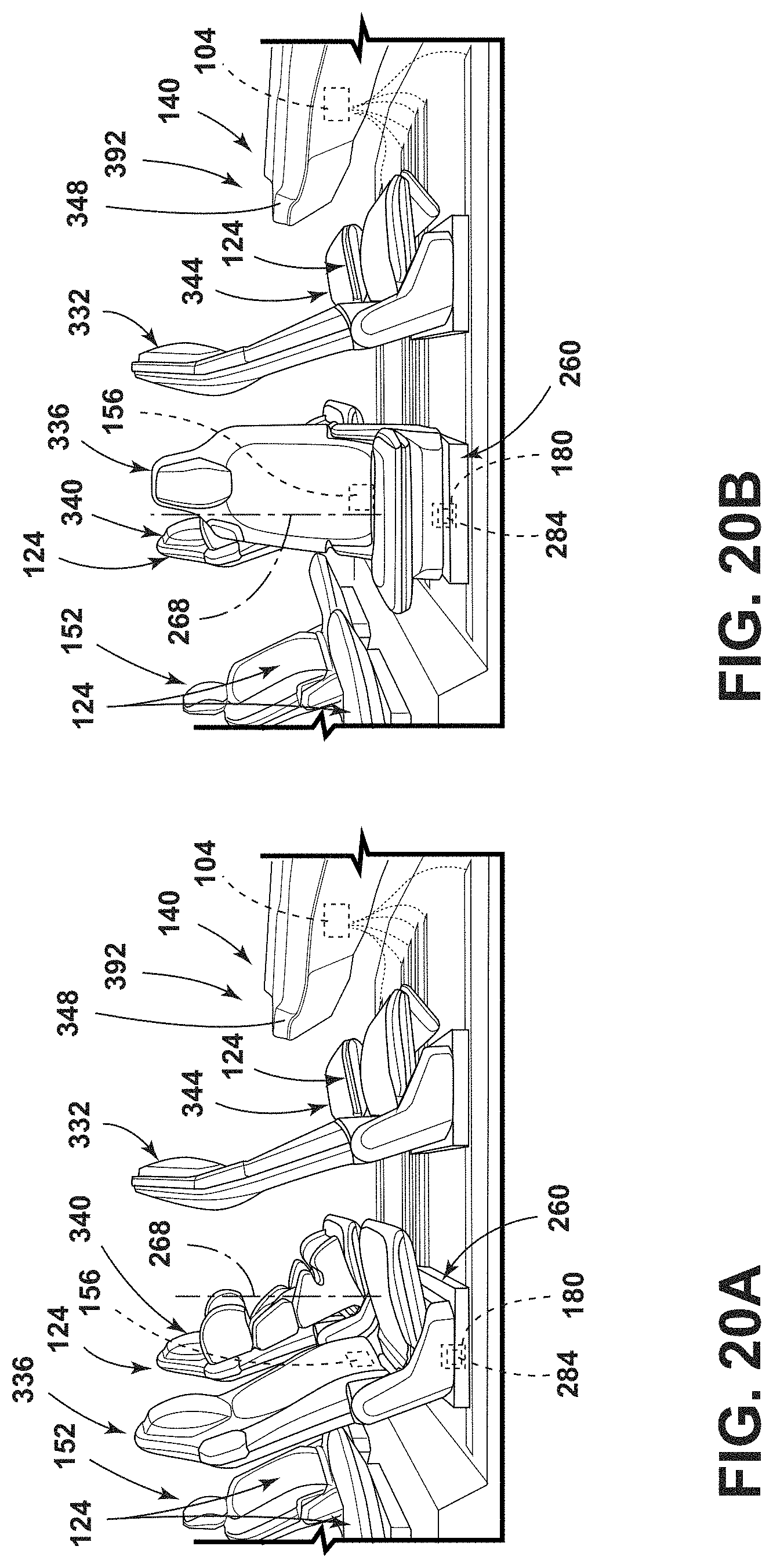 Patent US11772517 Figure 20 – Vehicular system capable of adjusting a passenger compartment from a child seat arrangement to a second arrangement