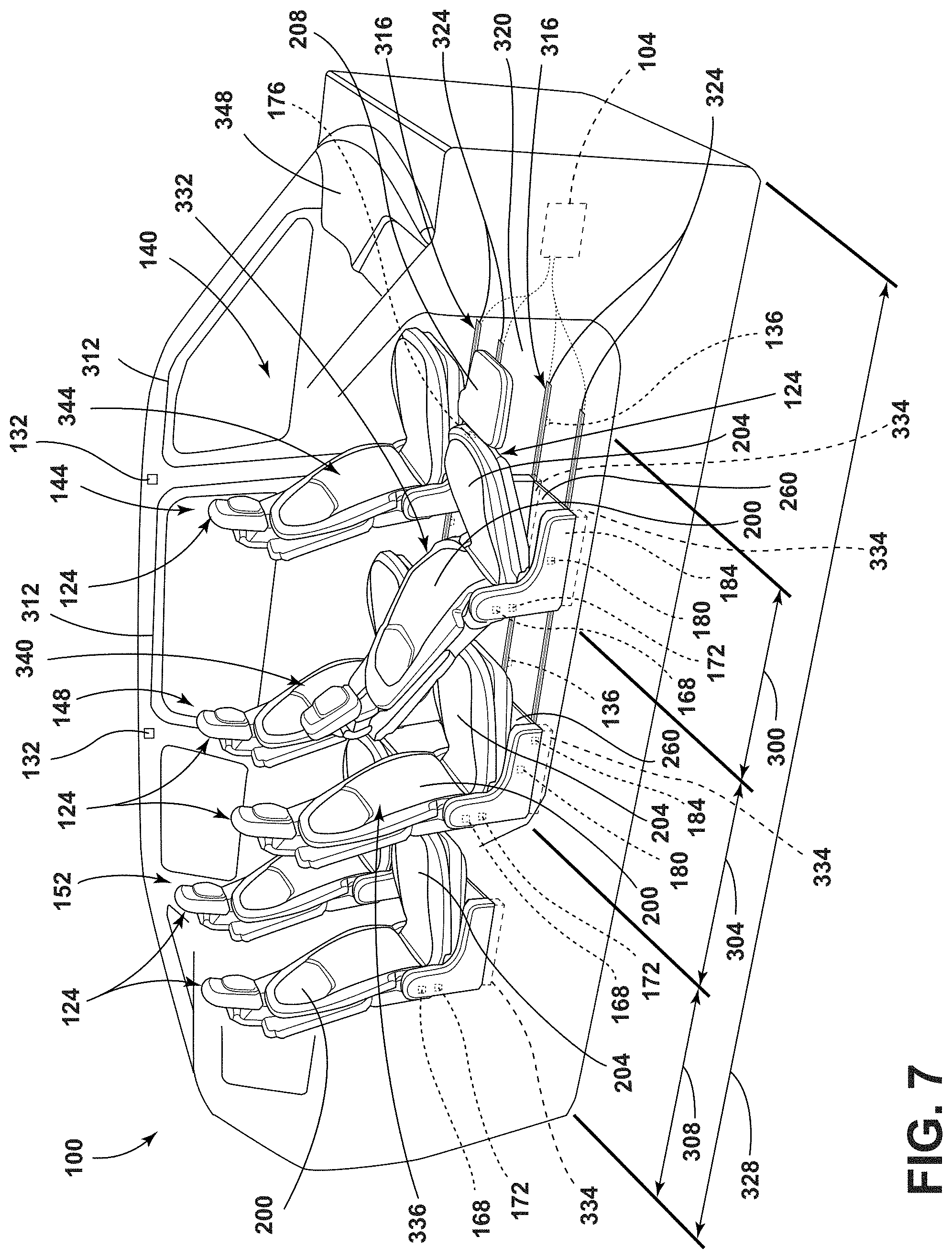 Patent US11772520 Figure 7 – Remote notification and adjustment of a passenger compartment arrangement