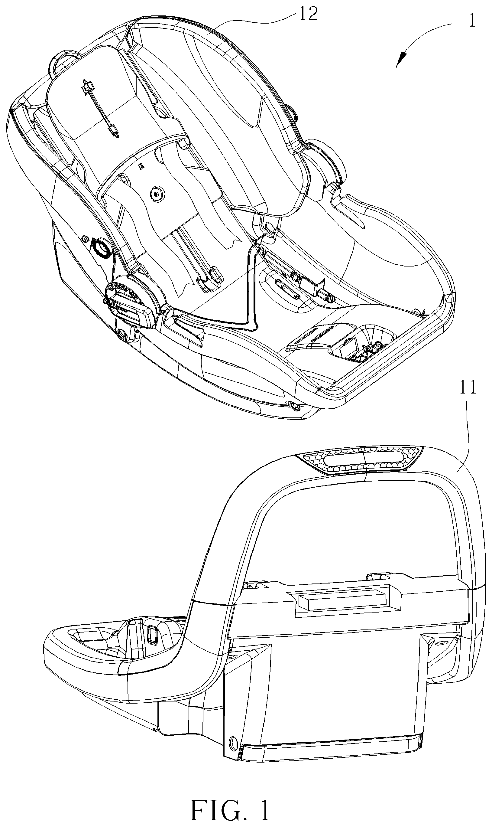 Patent US11772528 — Child restraint carrier and locking mechanism thereof — Figure 1