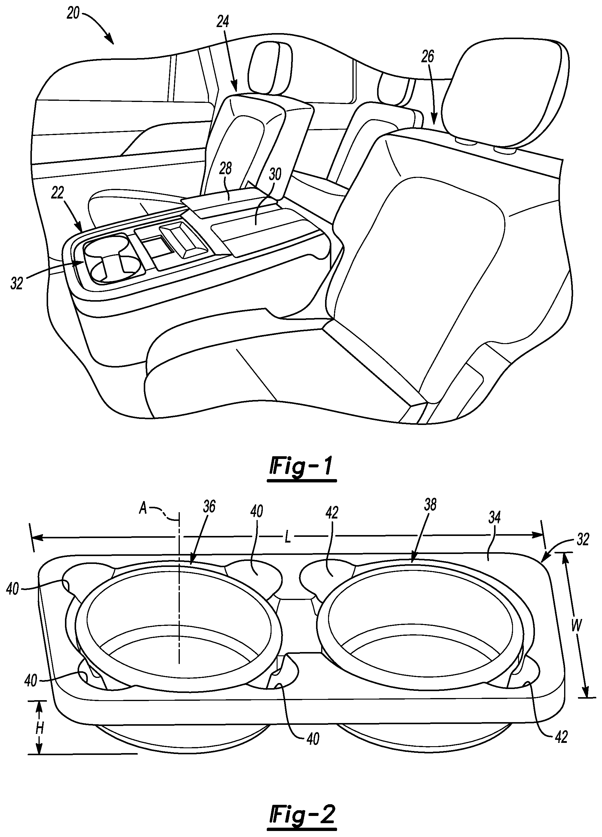 Patent US11772538 — Cup holder assembly with expandable cup support — Figure 1