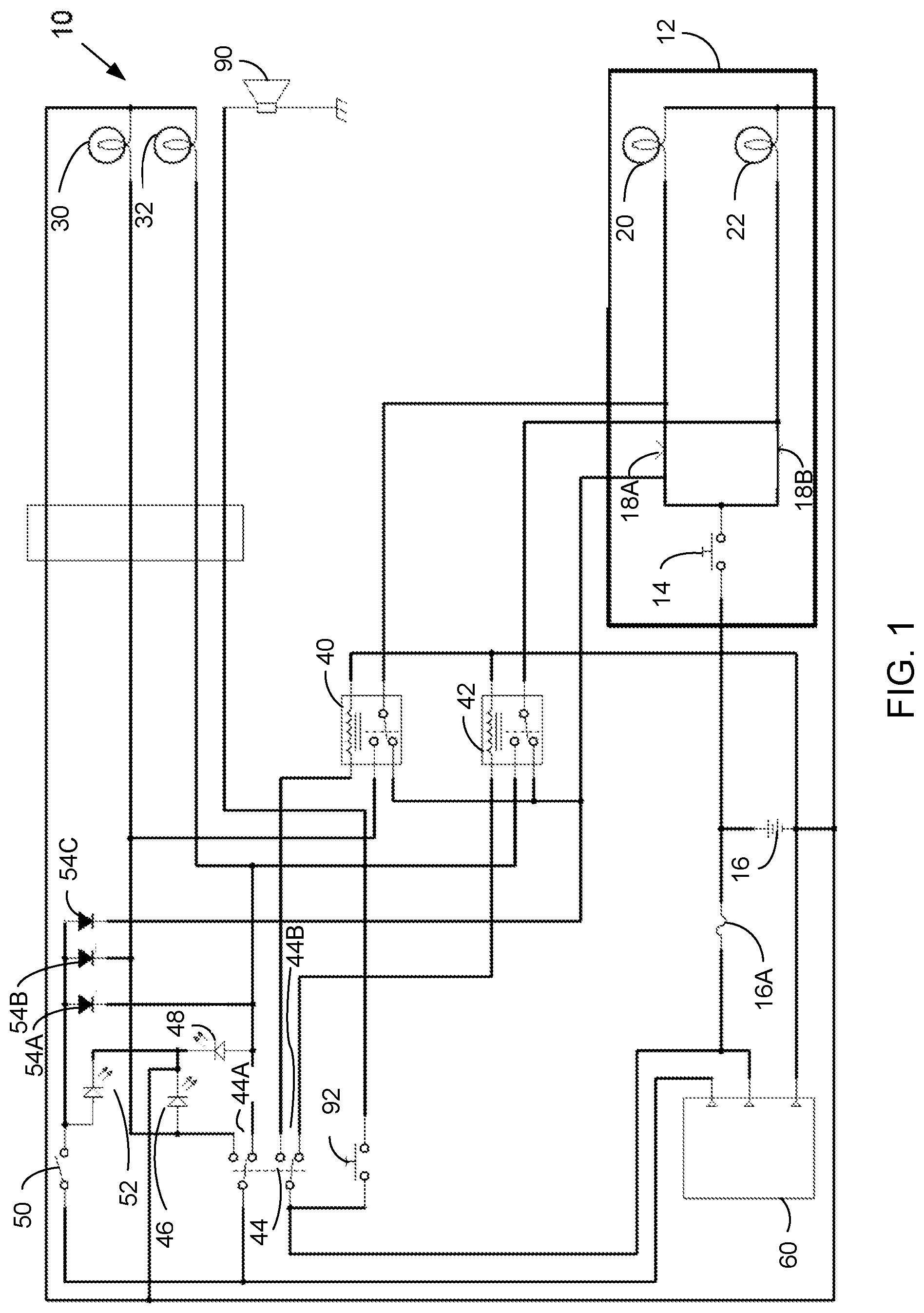Patent US11772548 — Vehicular, adaptive brake light to custom light sequencing system — Figure 1