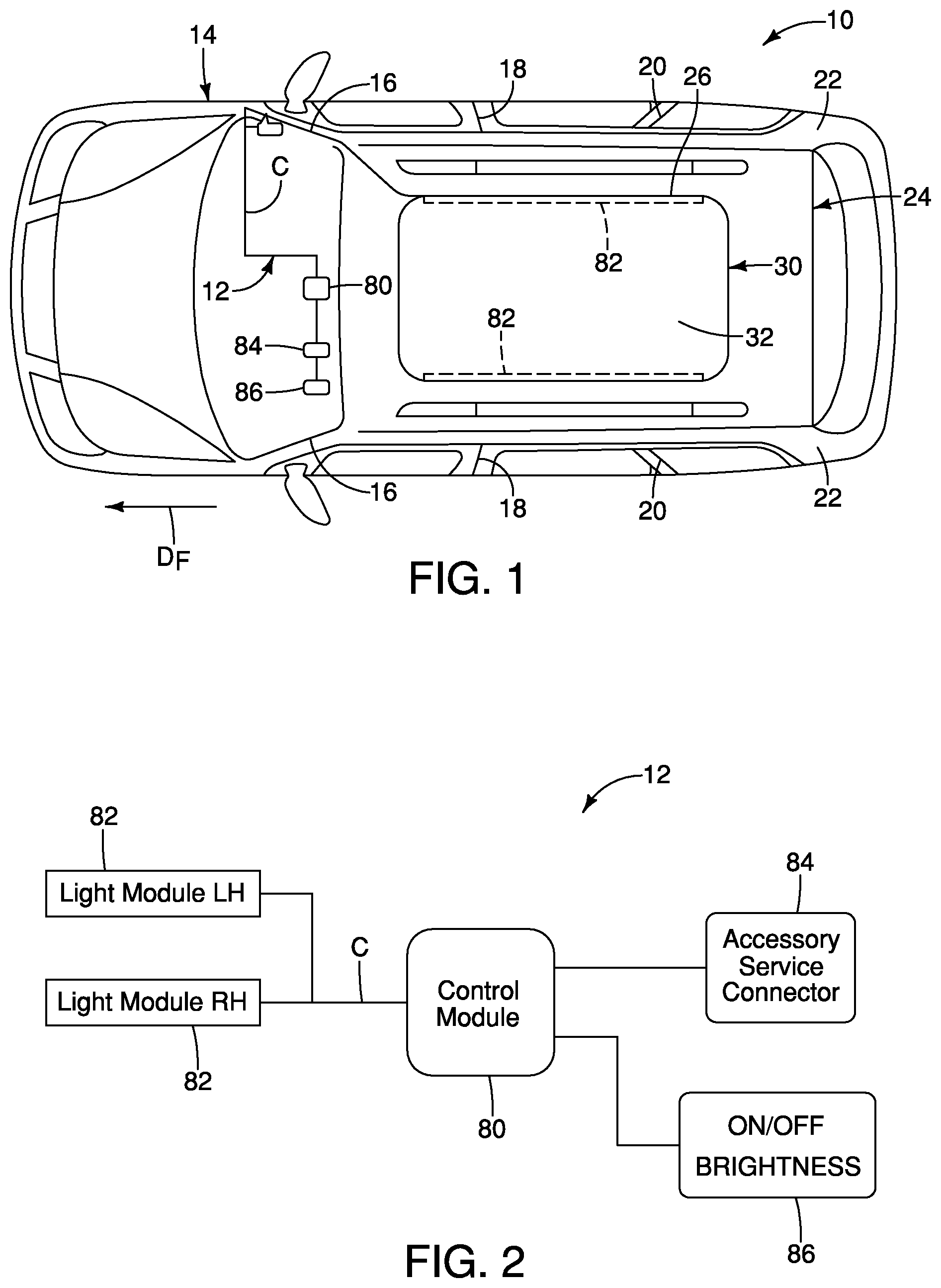 Patent US11772552 — Vehicle interior lighting assembly — Figure 1