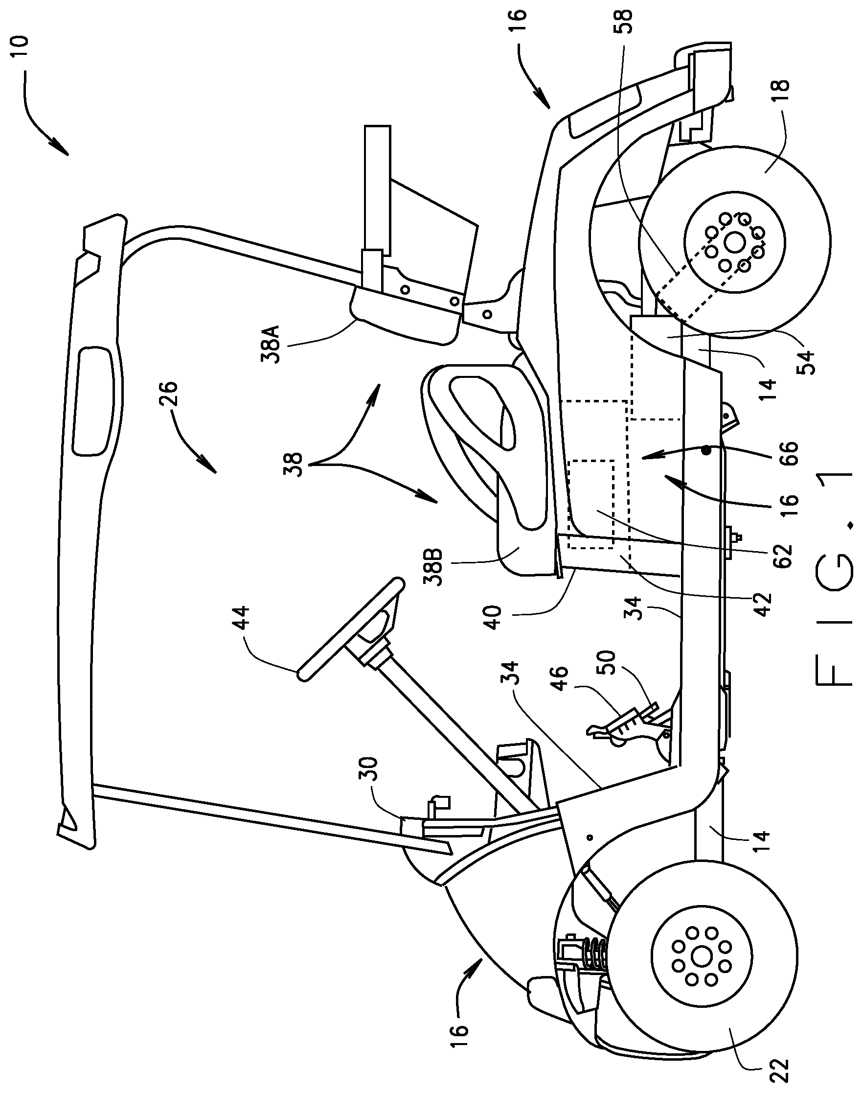 Patent US11772565 — Golf car under seat removable and portable storage tote bag — Figure 1
