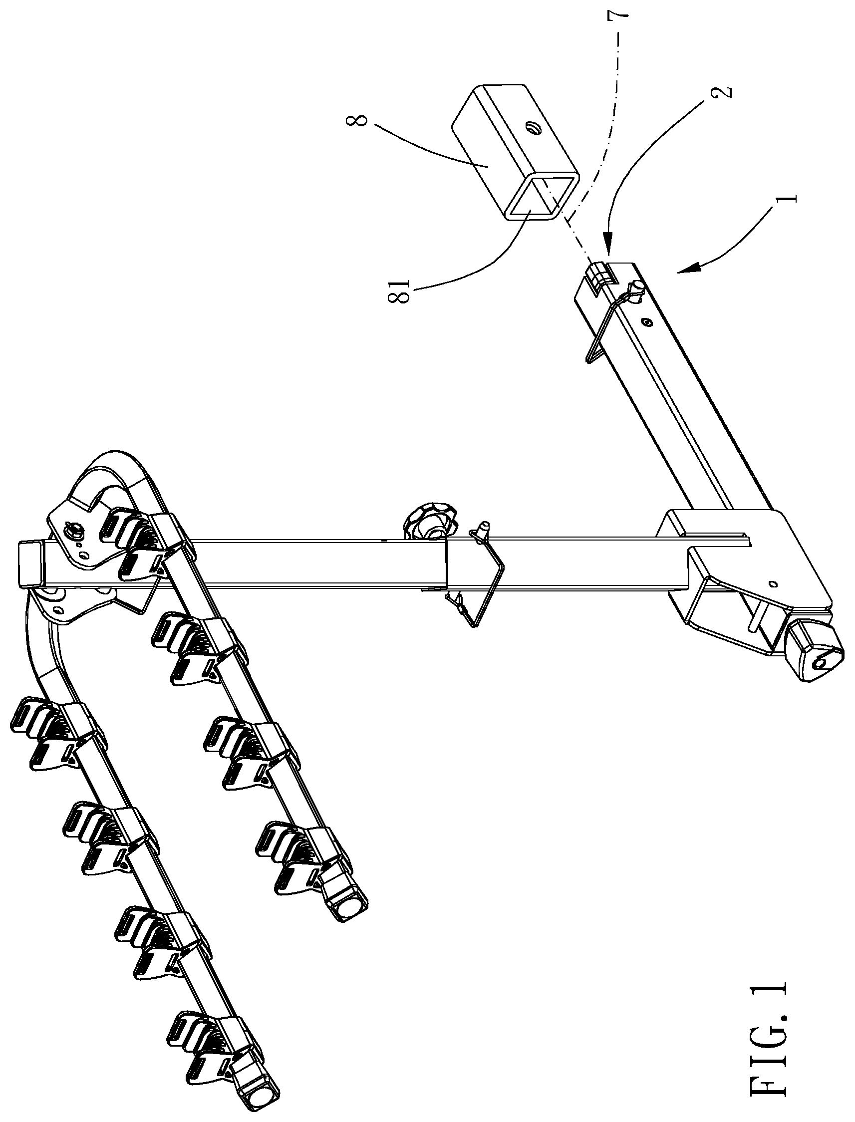 Patent US11772569 — Carrying rack connecting device — Figure 1