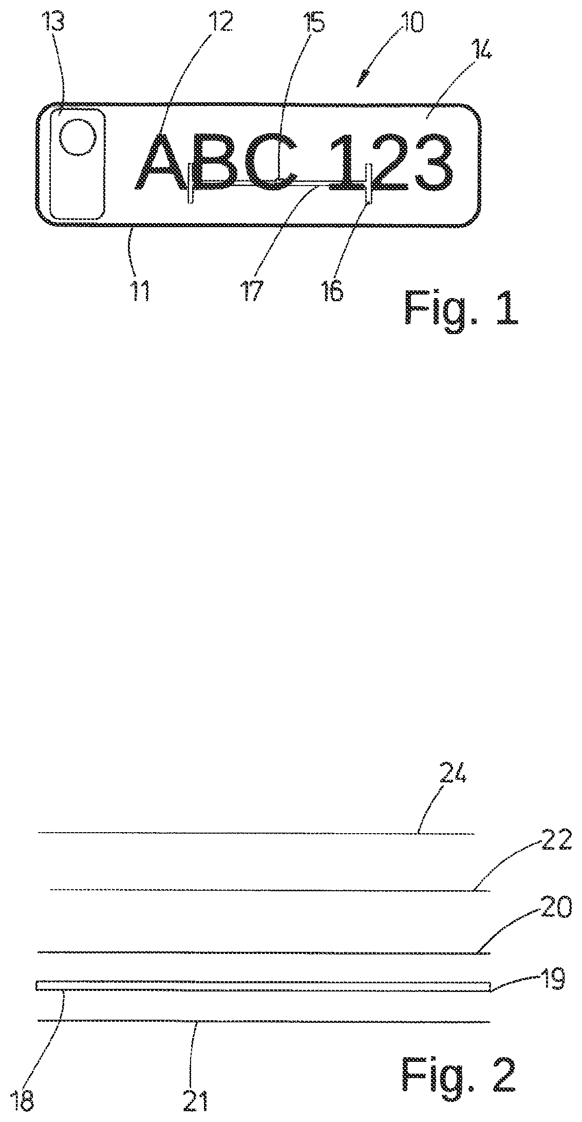 Patent US11772580 — License plate for a vehicle — Figure 1