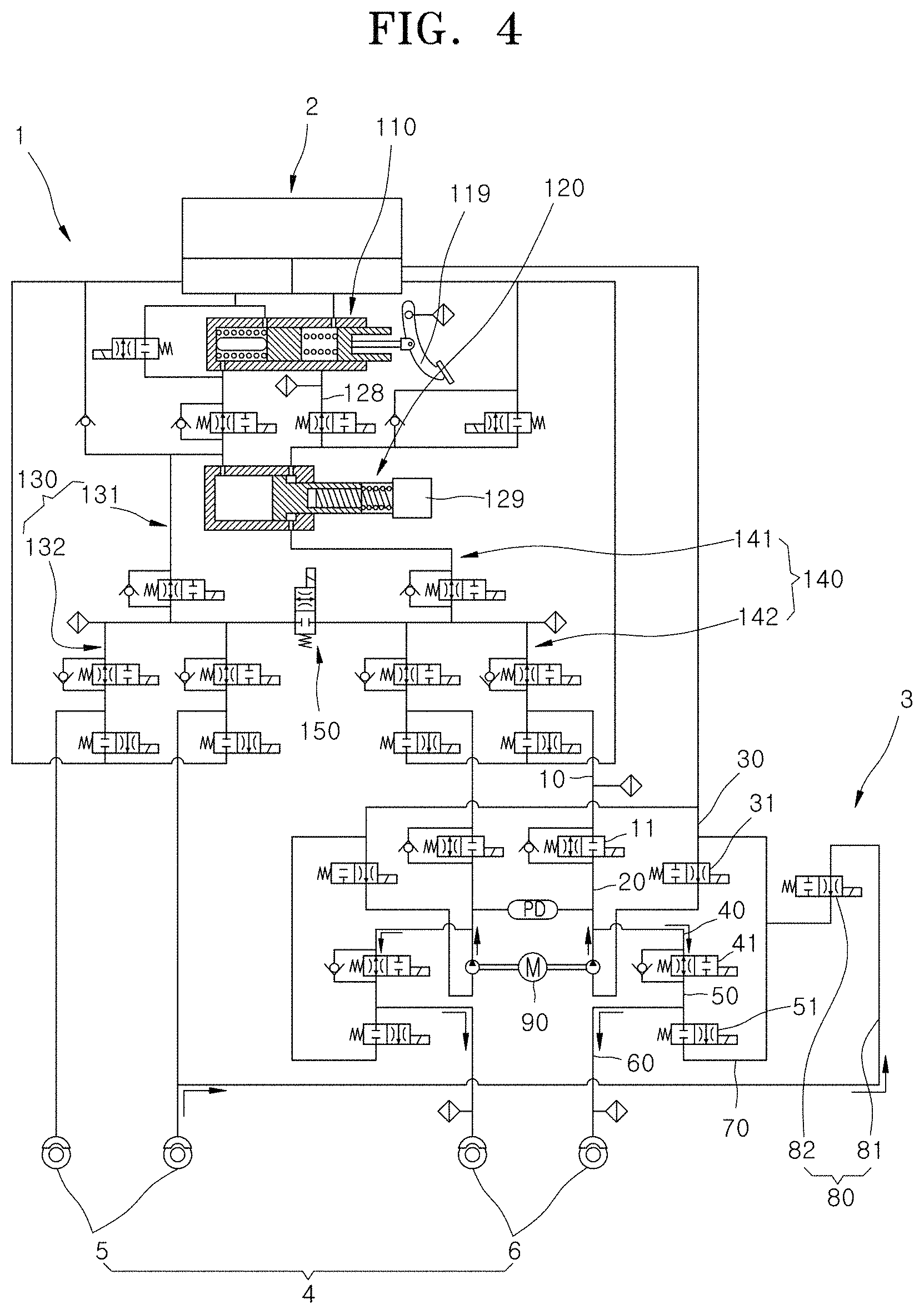 Patent US11772623 Figure 4 – Electronic hydraulic brake device