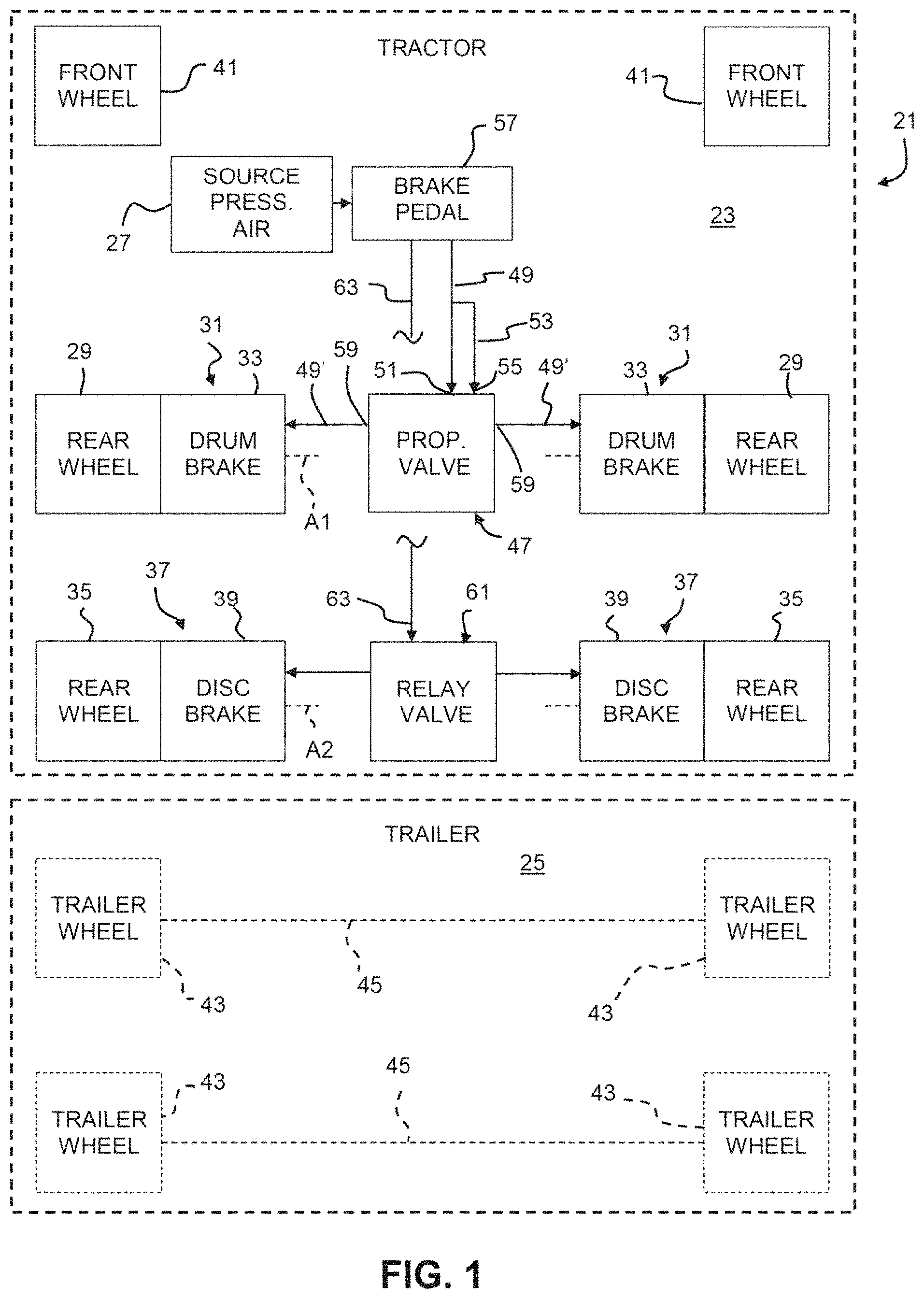 Patent US11772624 Figure 1 – Braking arrangement for a vehicle