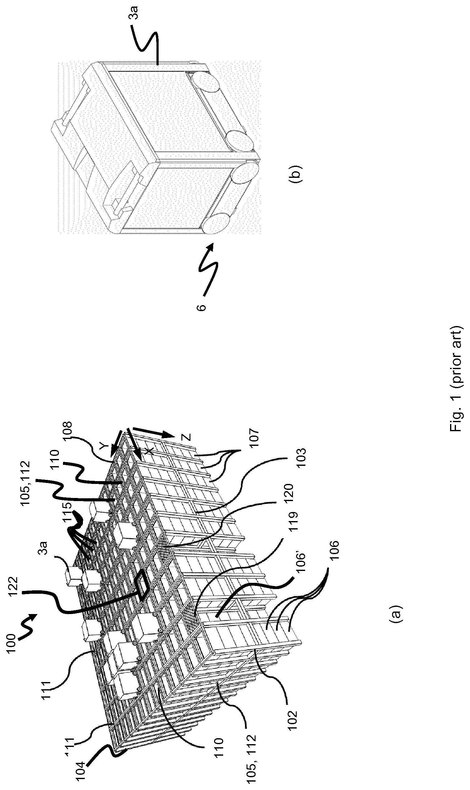 Patent US11772685 — System for storing and transporting storage containers — Figure 1