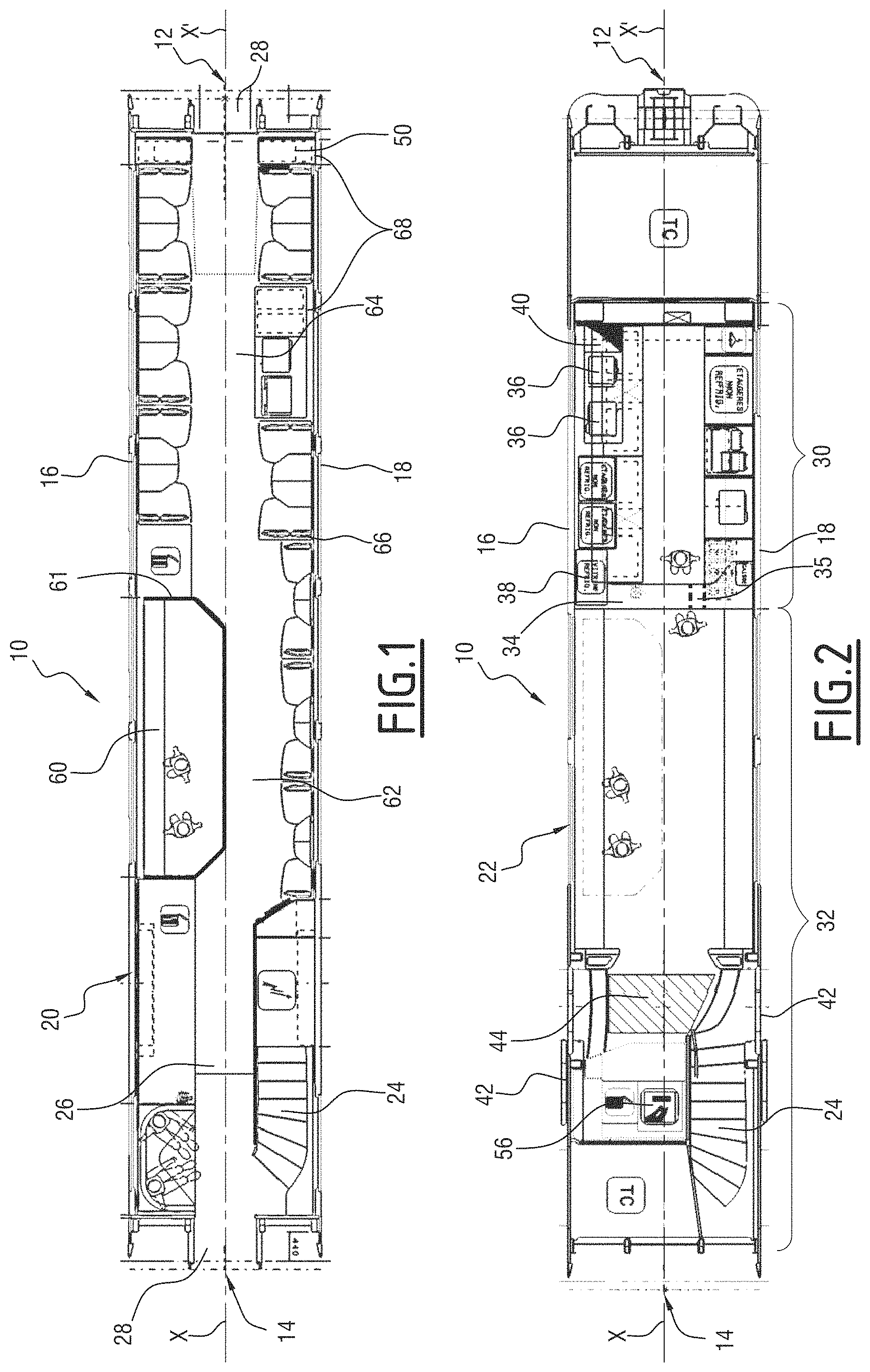 Patent US11772686 — Terrace railway car — Figure 1
