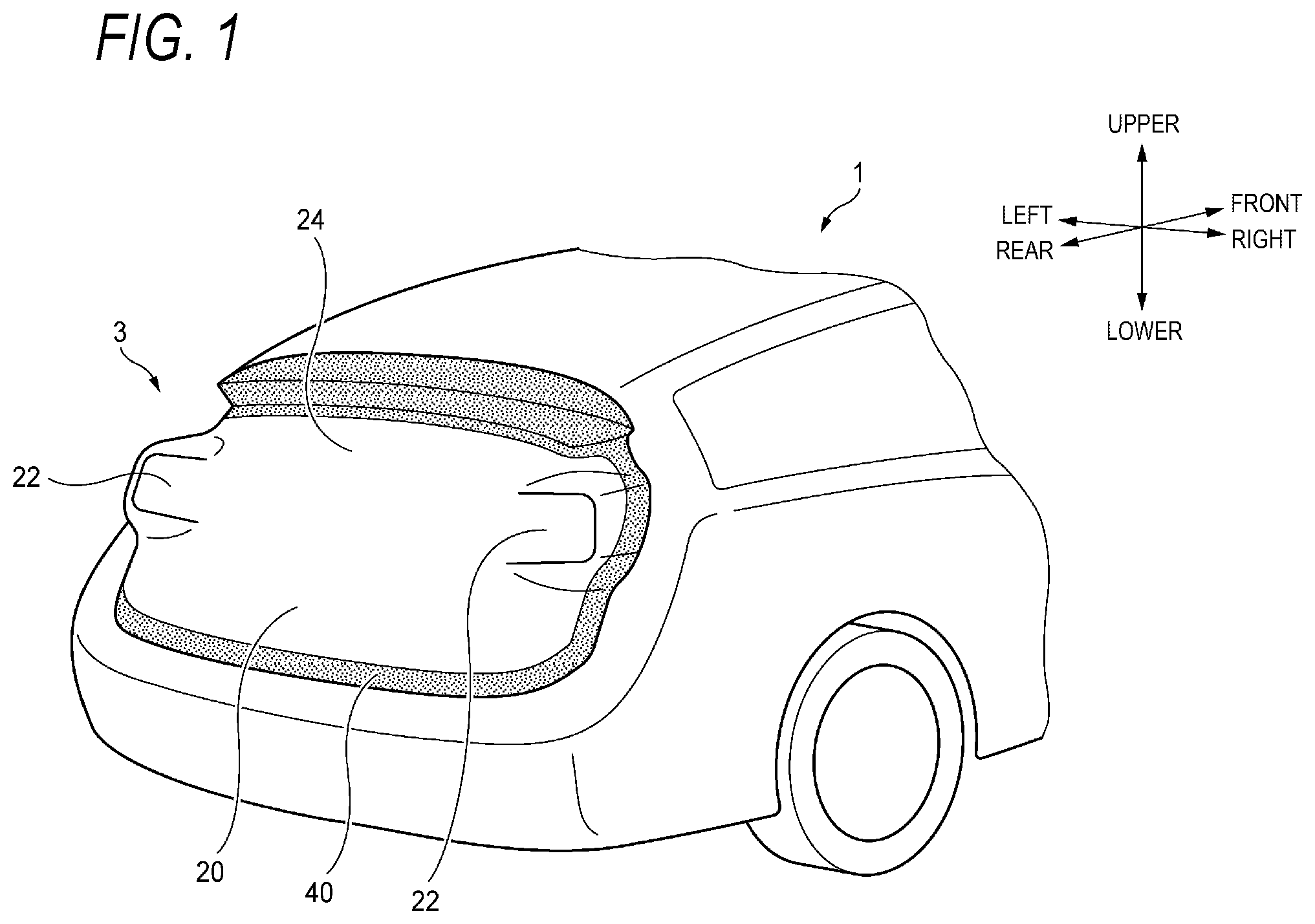 Patent US11772707 Figure 1 – Method of manufacturing vehicle rear module, vehicle back door, vehicle rear module, and vehicle module