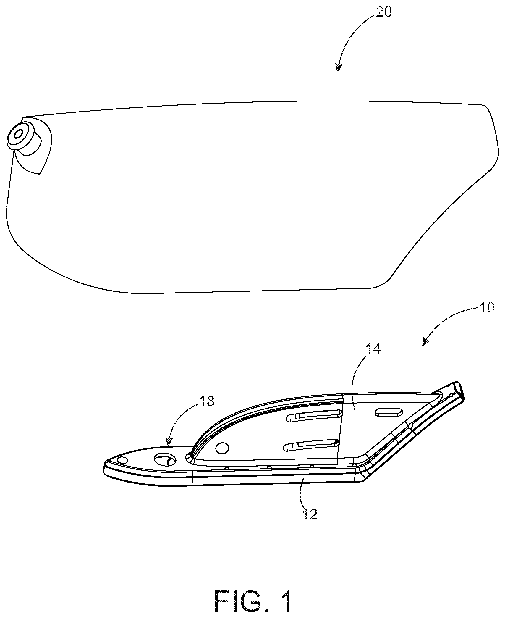 Patent US11772734 — Aero-shaped cageless bicycle water bottle and internal mount — Figure 1