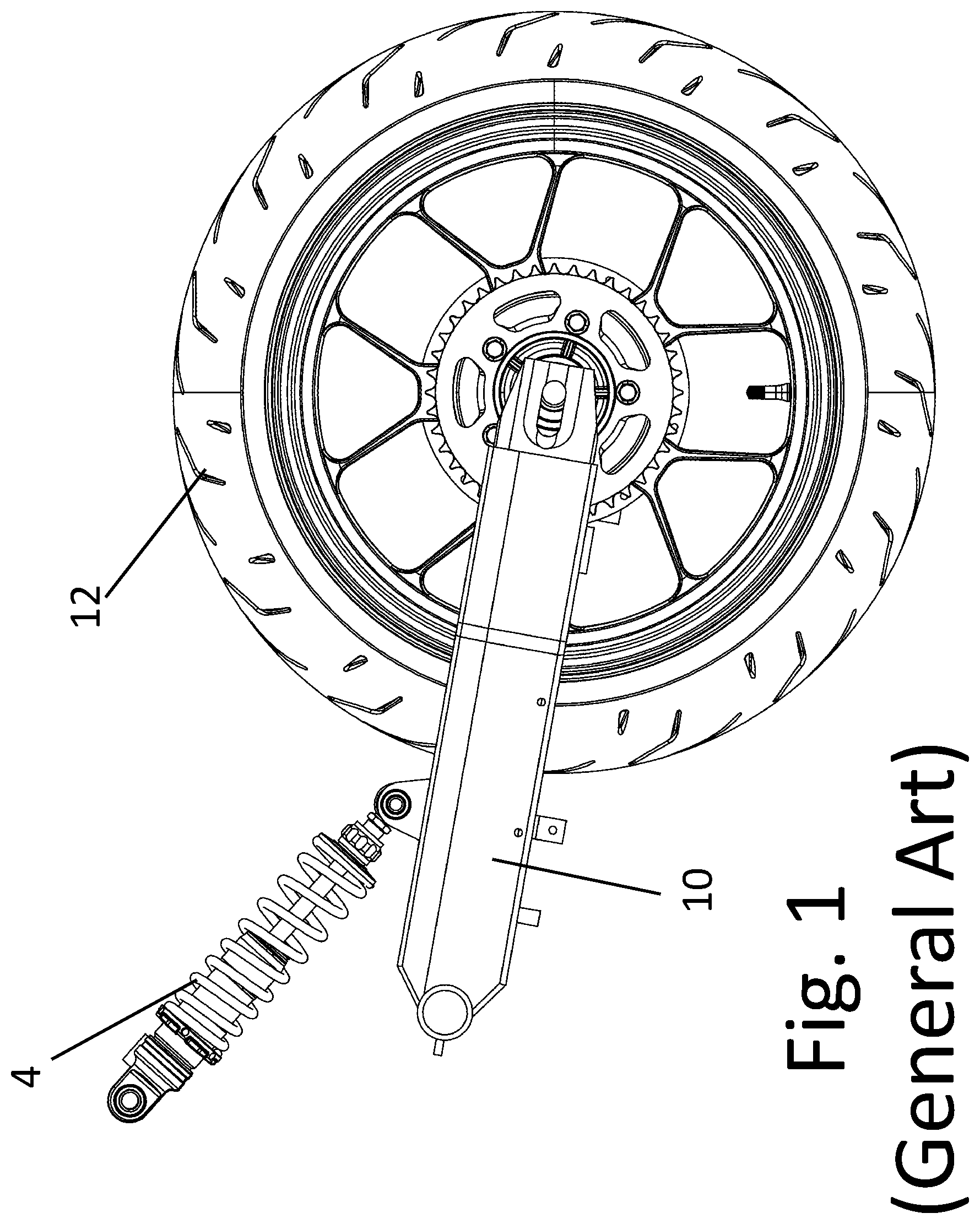Patent US11772738 — Rear wheel linkage system for a chain-wheeled vehicle — Figure 1