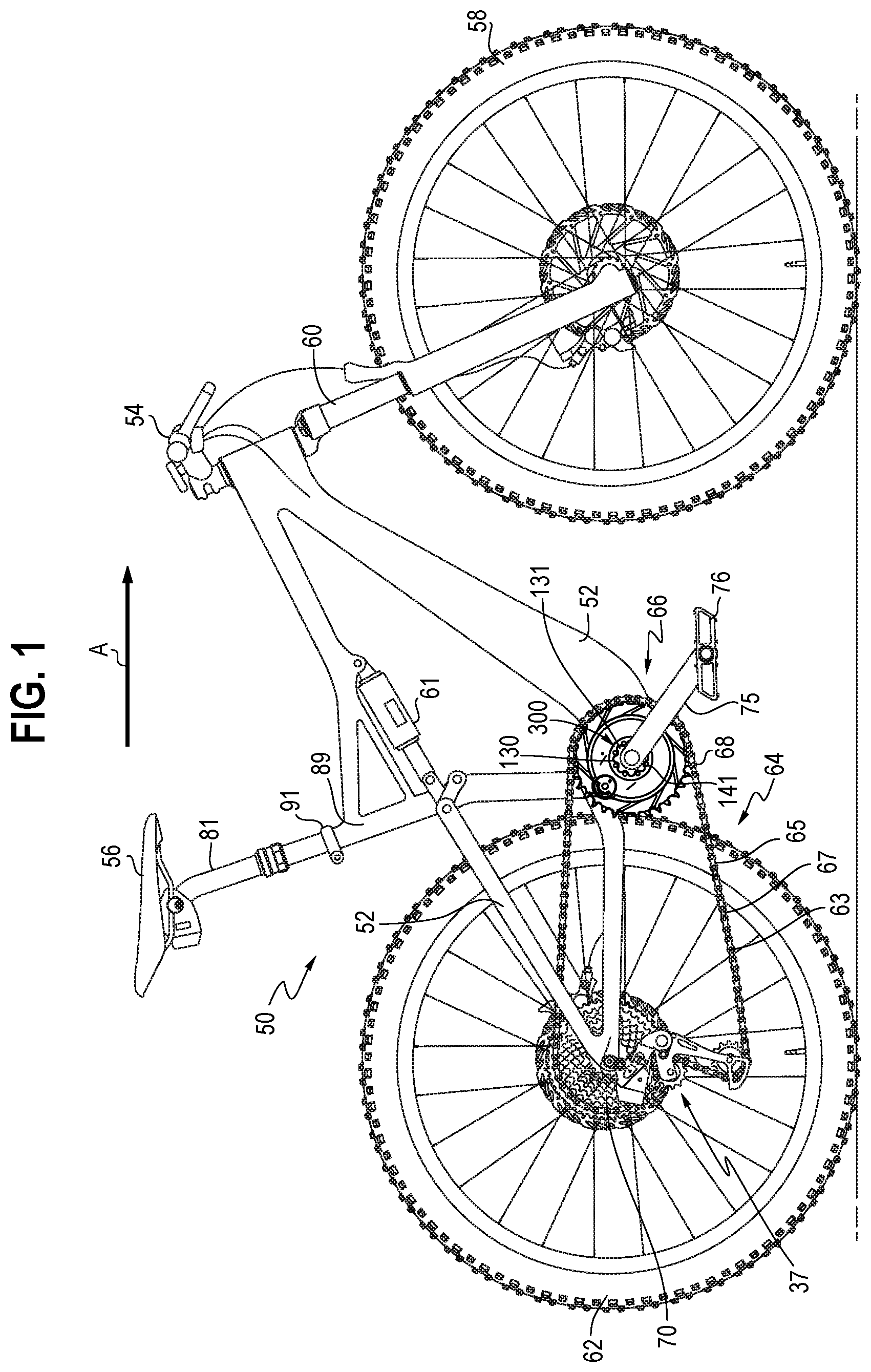 Patent US11772742 Figure 1 – Front chainring assembly