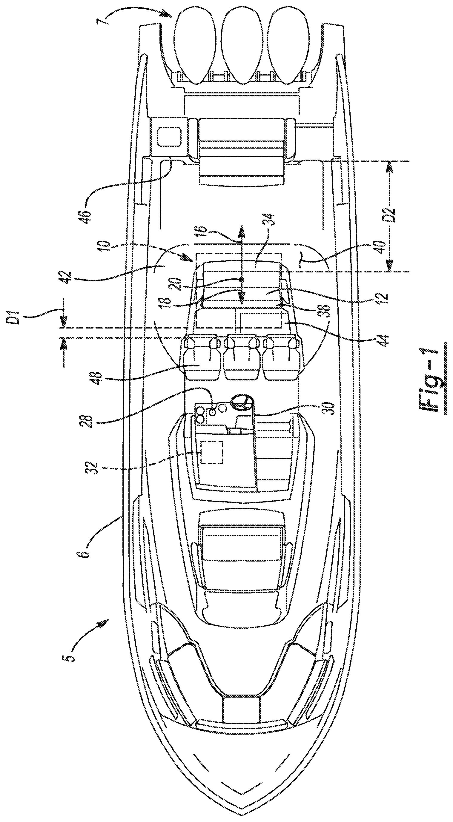 Patent US11772748 — Motorized slide system for manipulating a component of a boat — Figure 1