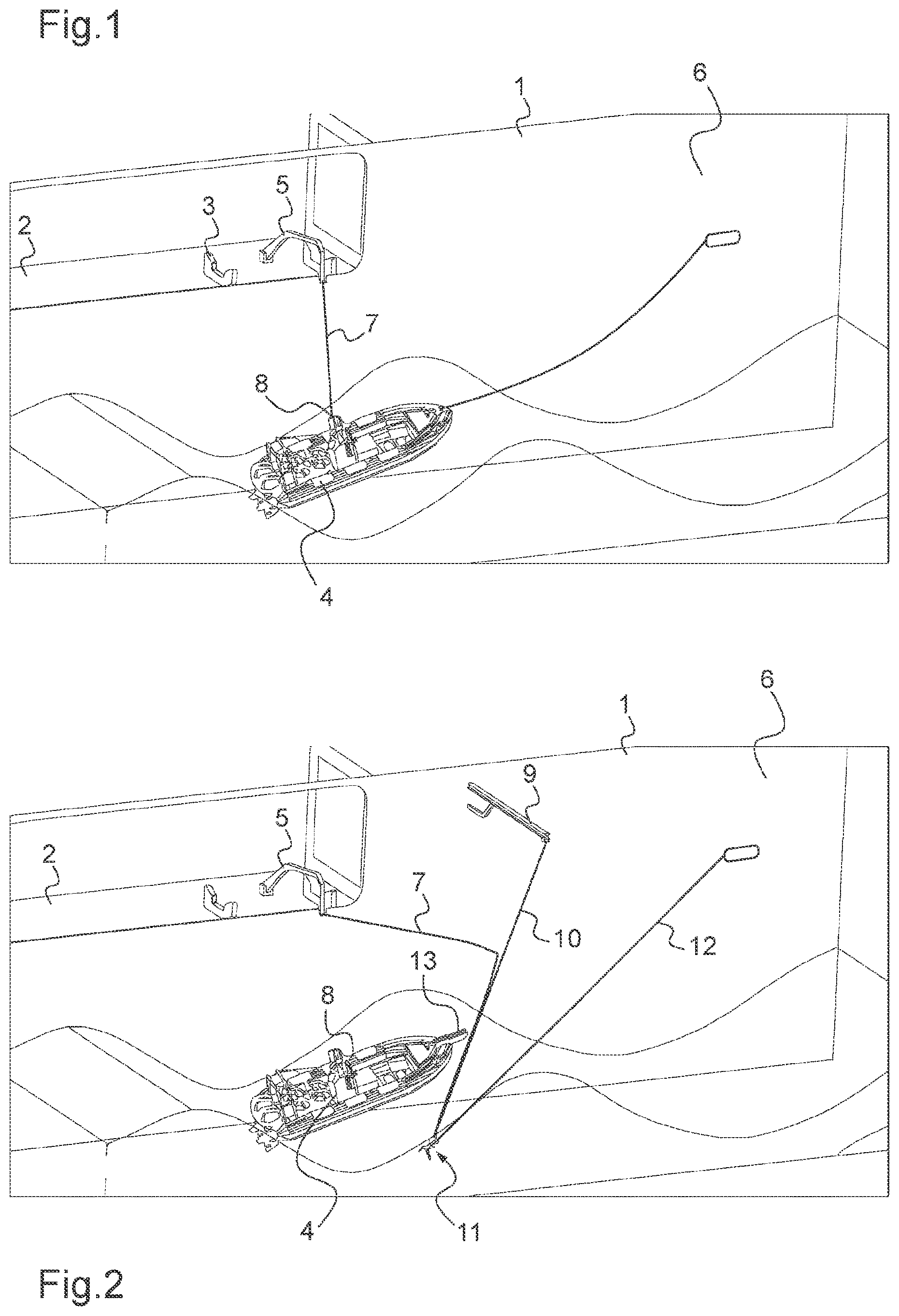 Patent US11772751 — System for recovering a surface marine craft from a carrier ship — Figure 1
