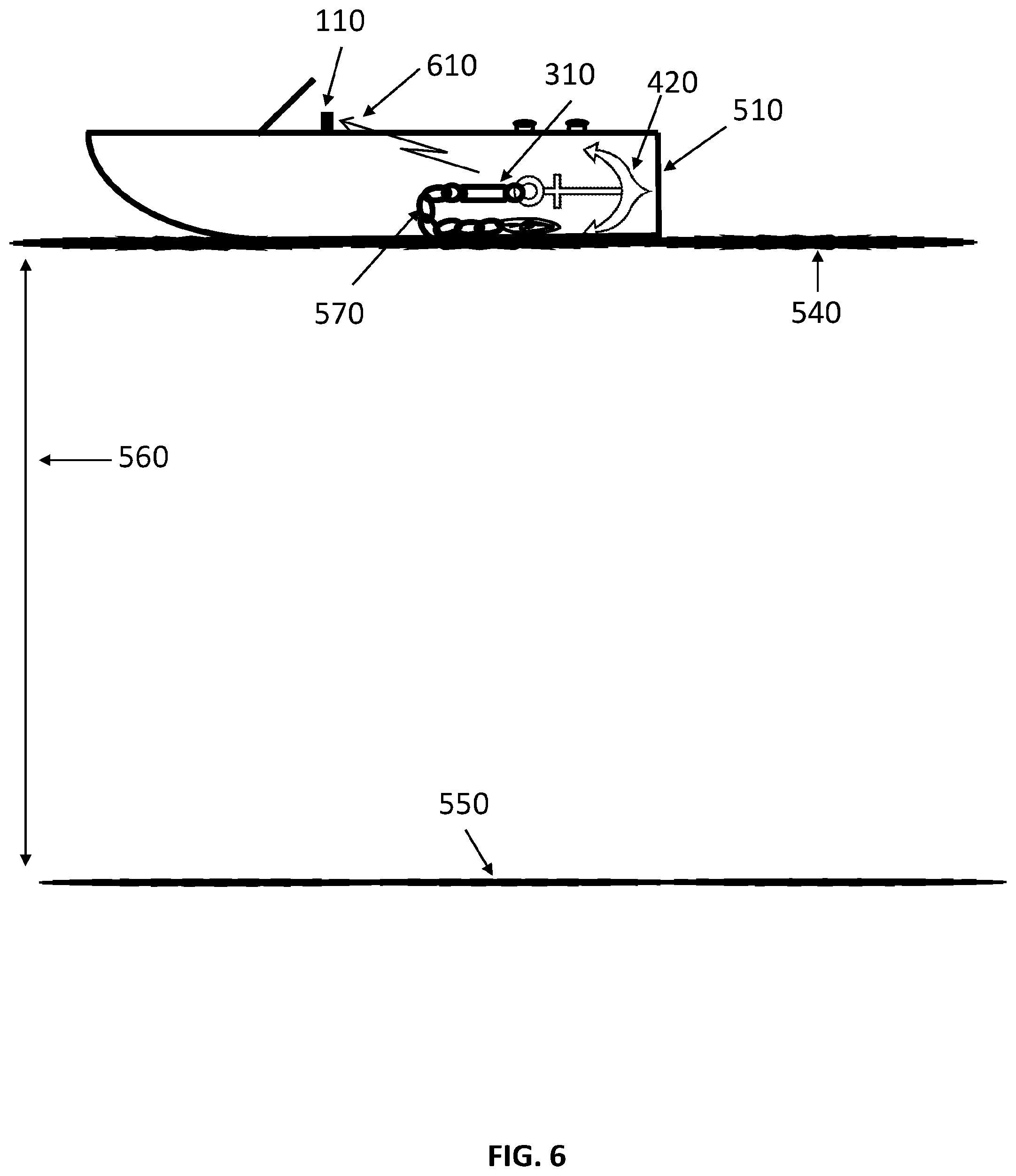Patent US11772757 Figure 6 – Boat anchor monitoring system