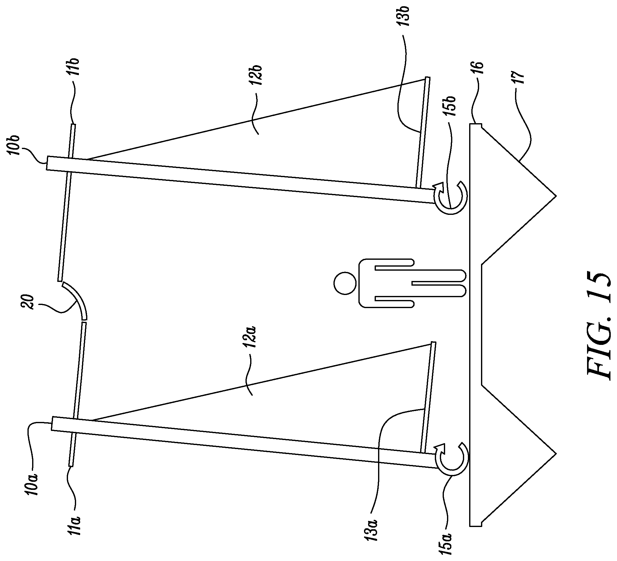Patent US11772765 Figure 15 – Wind-propelled boat having parallel self-righting paired masts for wind-assisted propulsion for boats