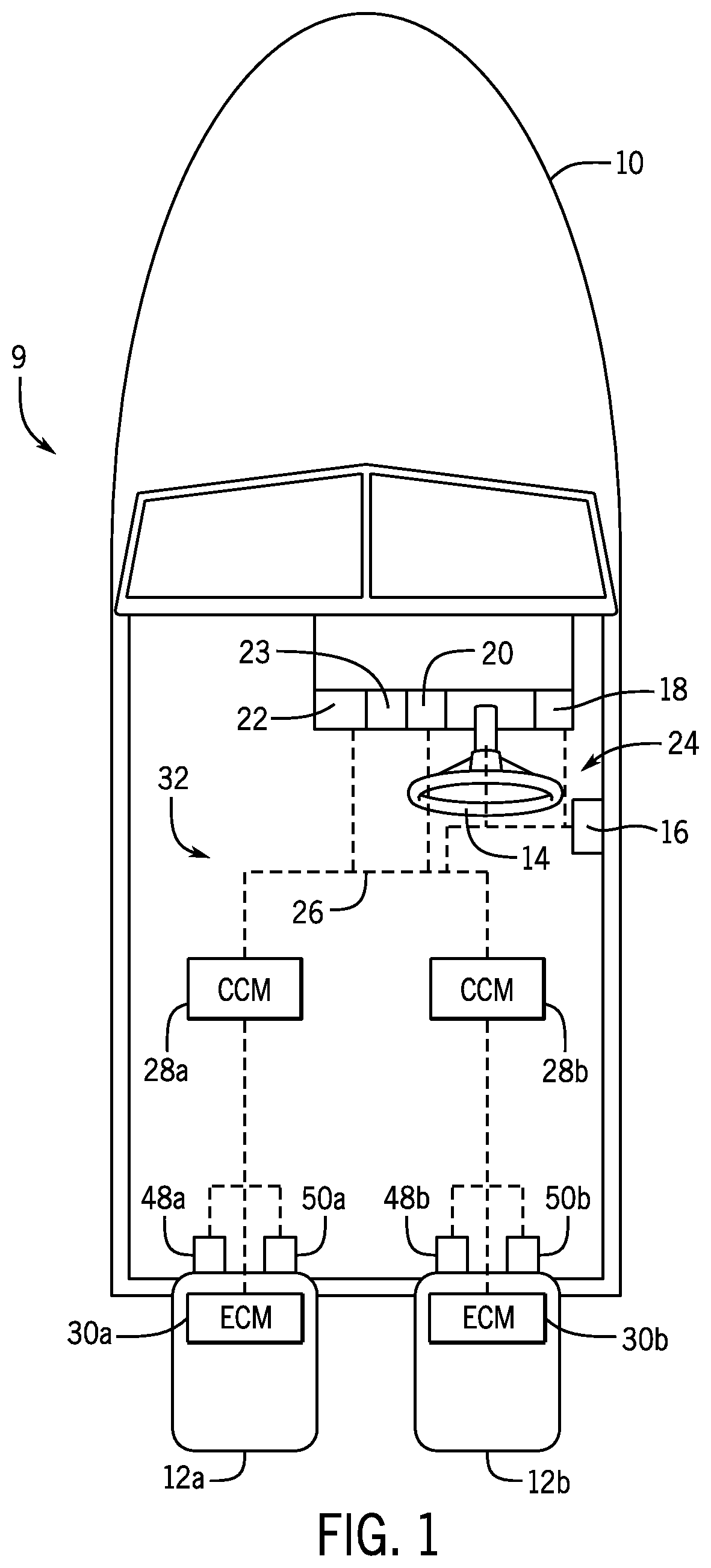 Patent US11772766 Figure 1 – System and method for controlling position of a marine drive