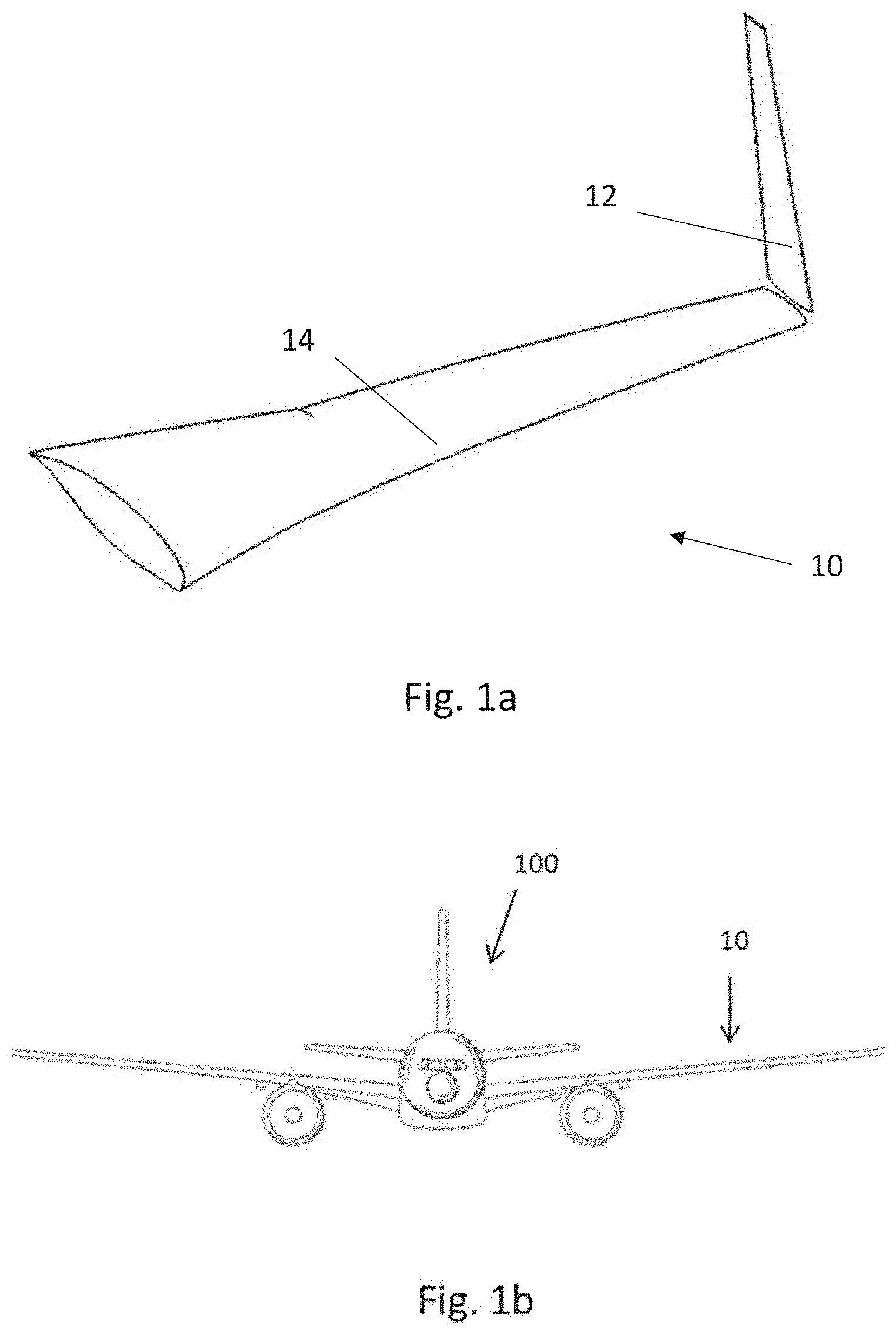 Patent US11772776 — Arrangement for avoiding clashing on a folding wing tip — Figure 1
