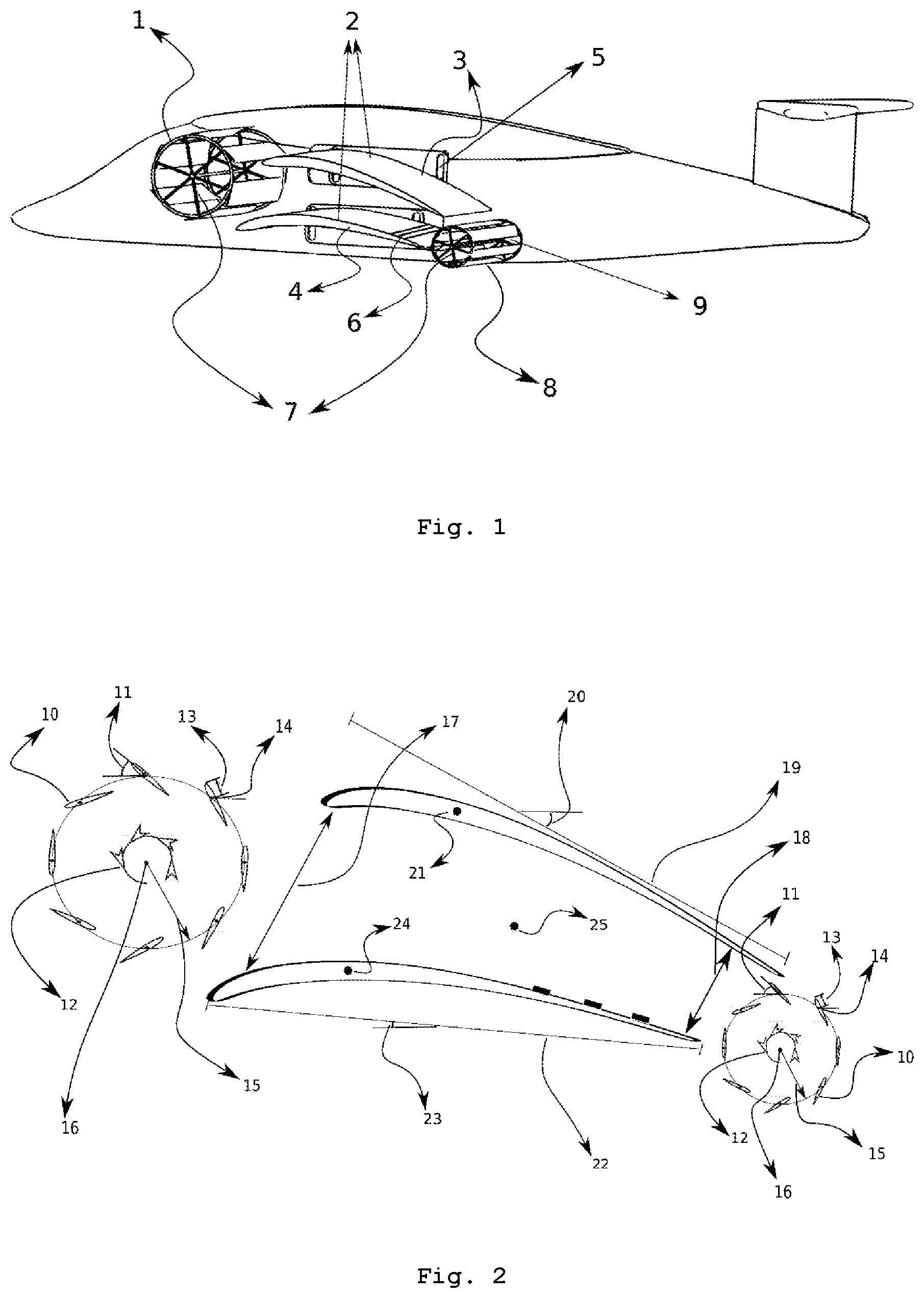 Patent US11772790 — Flight propulsion system based on rotary and stationary devices — Figure 1