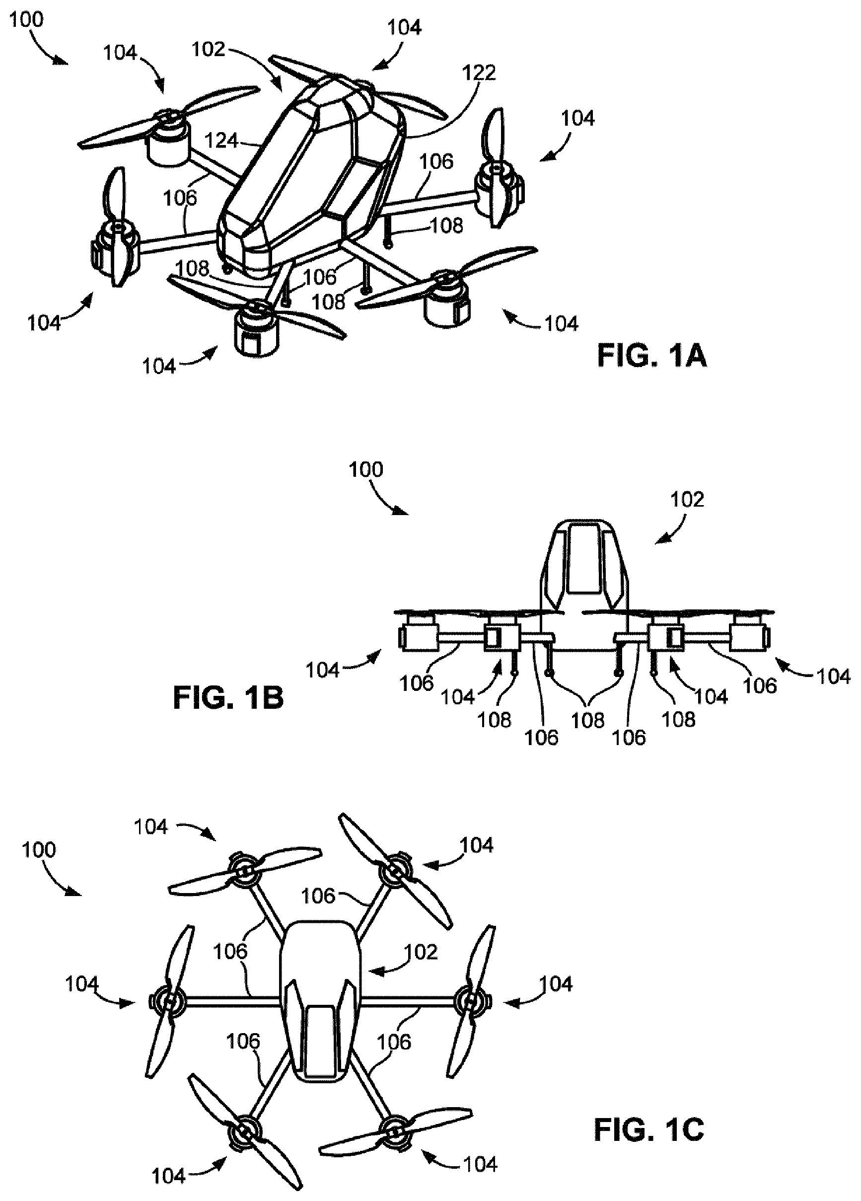 Patent US11772794 — Pilotless transportation aerial-vehicle having distributed-batteries and powering method therefor — Figure 1