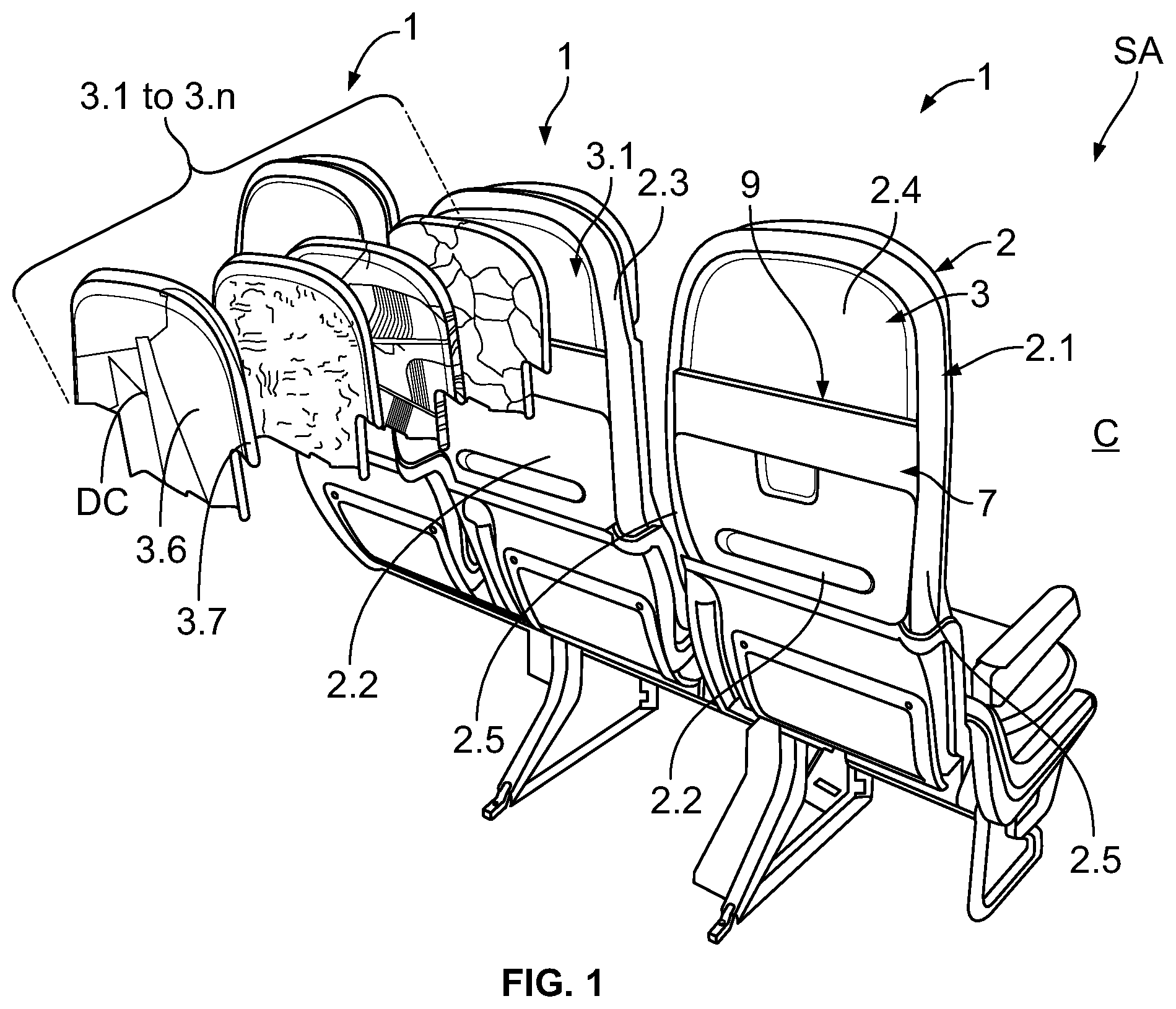 Patent US11772799 — Seatback for a vehicle seat — Figure 1