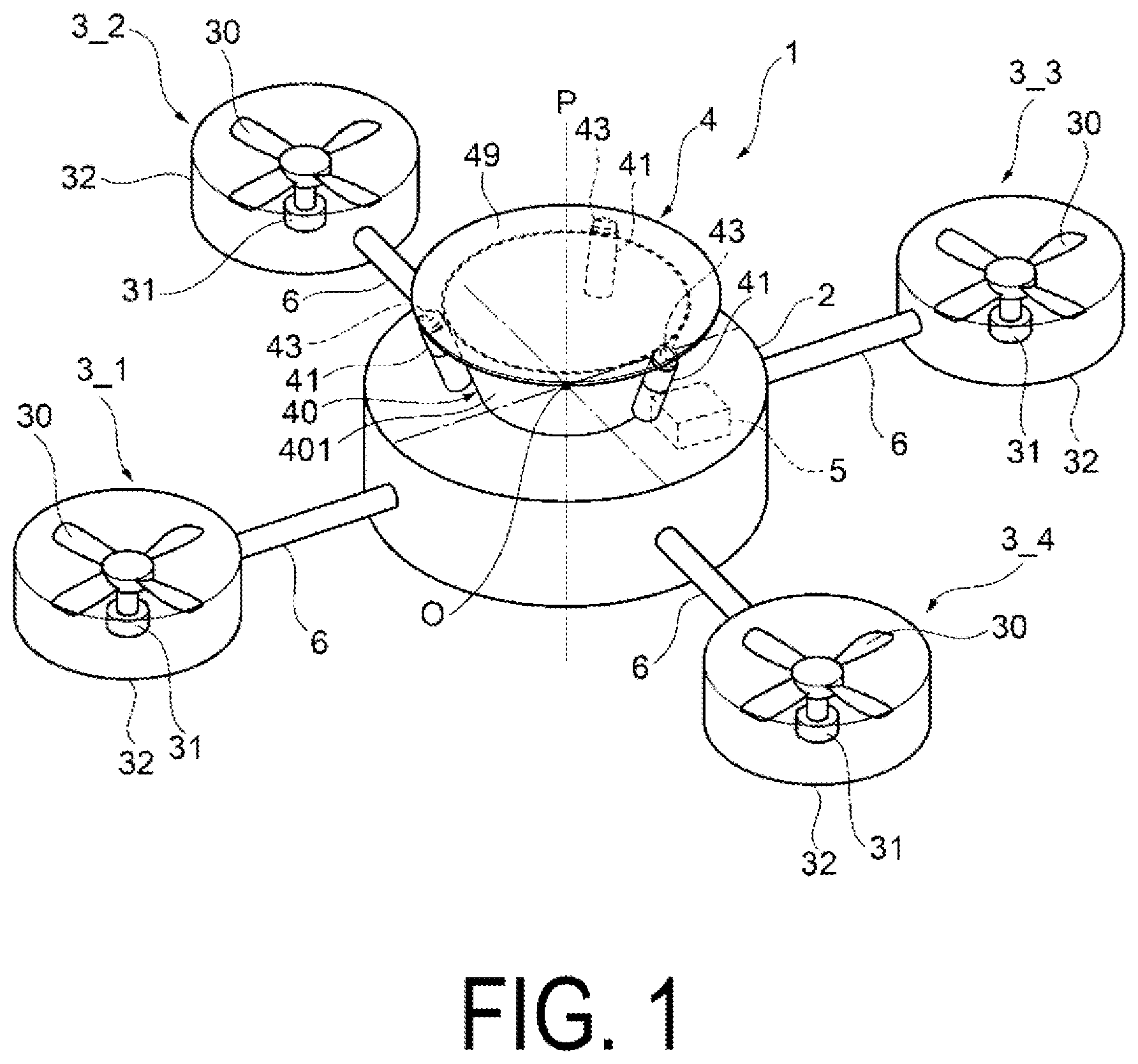 Patent US11772803 — Parachute device, flight device, and flying body ejection mechanism — Figure 1