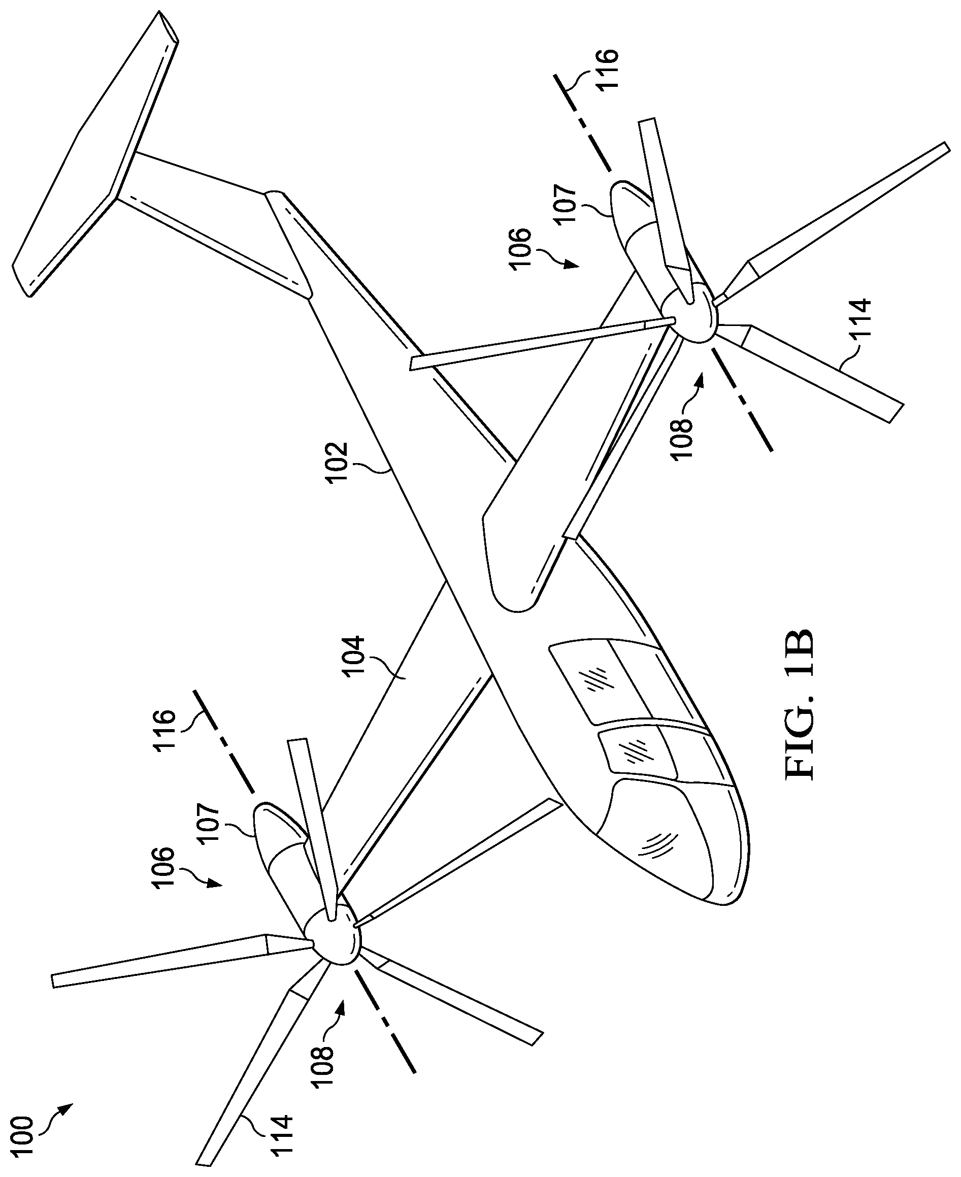 Patent US11772804 Figure 2 – Electric tiltrotor aircraft with offset tilting motors
