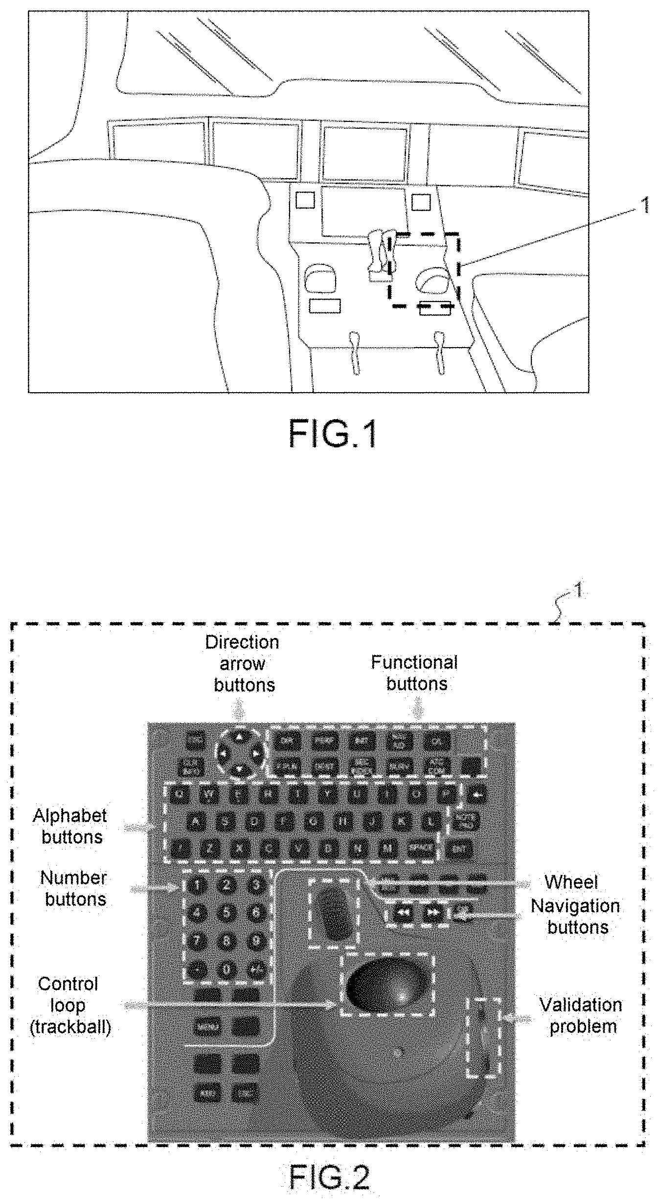 Patent US11772811 — System for remote interaction with a pointing means of an aircraft cockpit display system — Figure 1