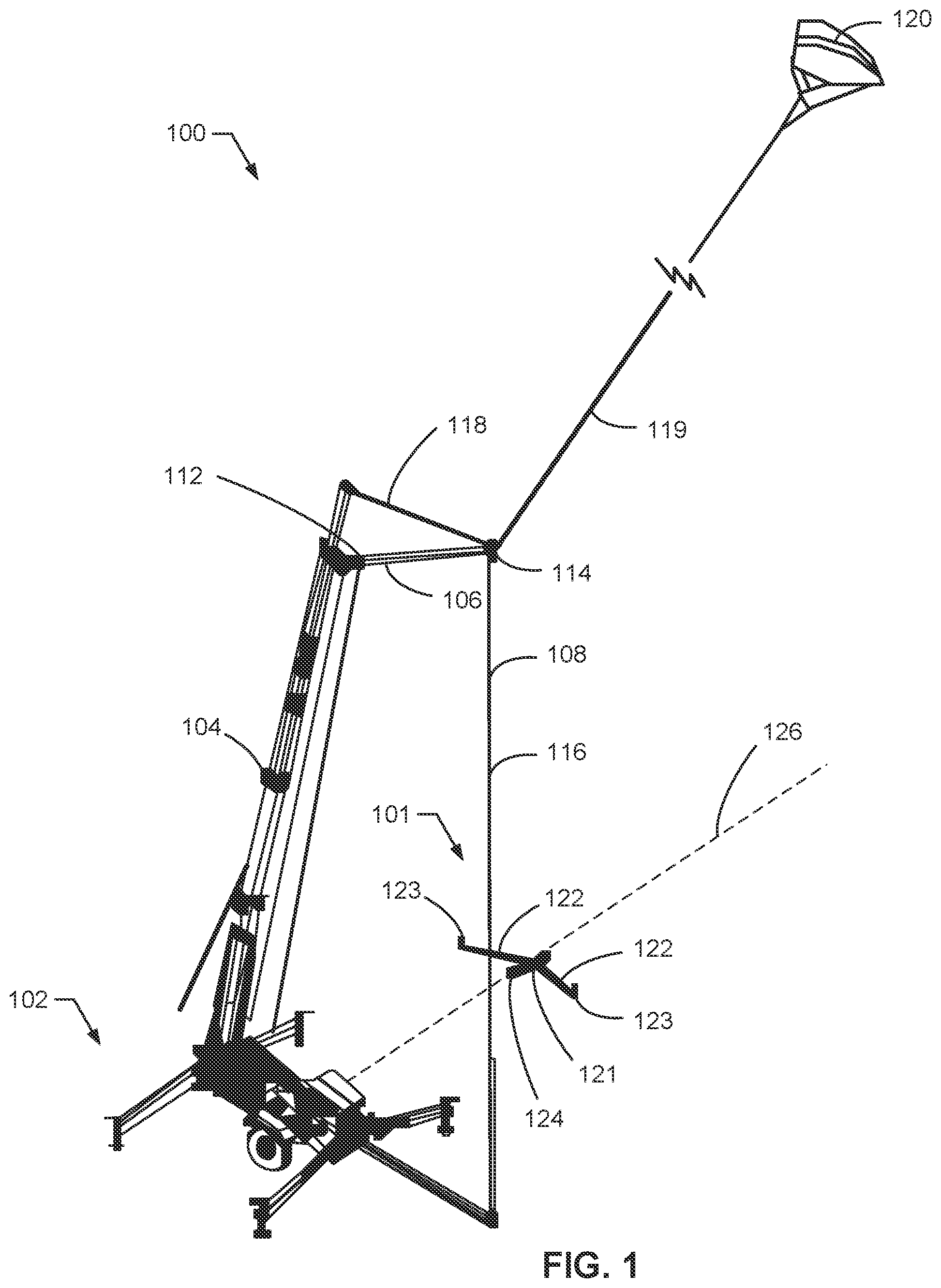 Patent US11772815 — Methods and apparatus to recover unmanned aerial vehicles with kites — Figure 1