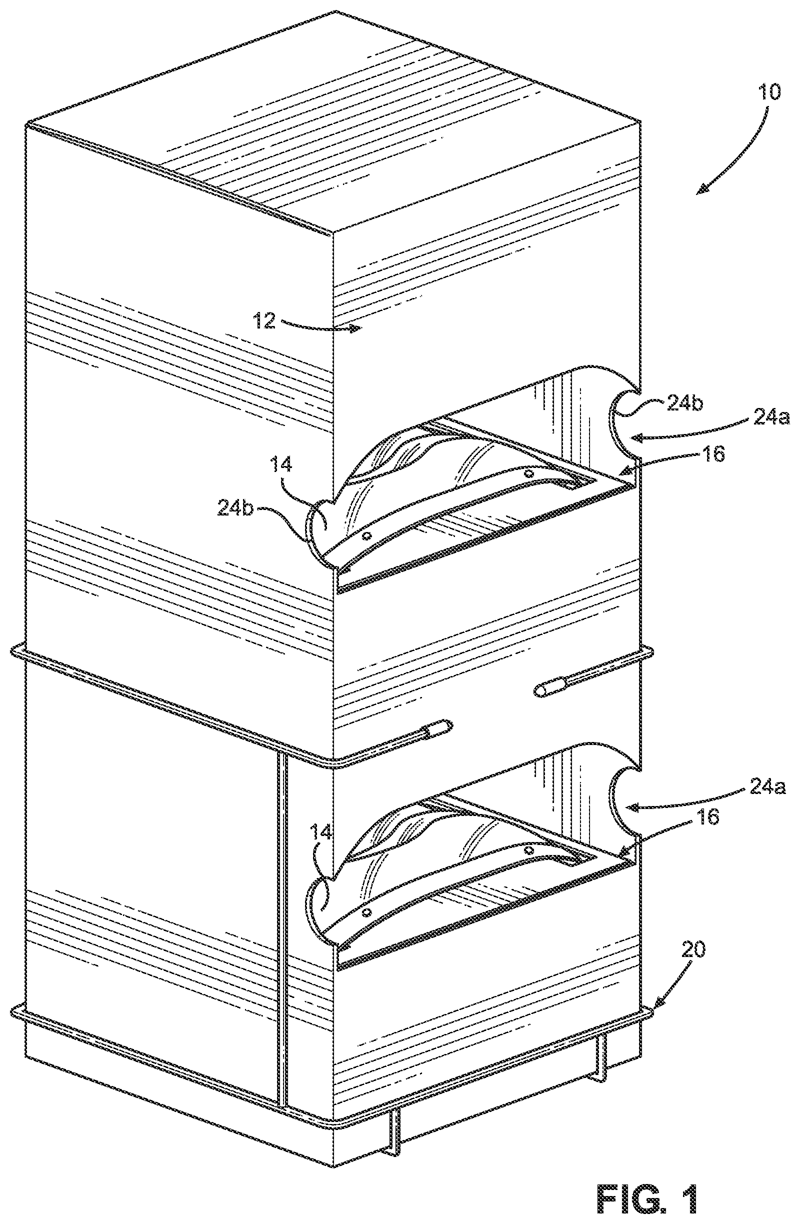 Patent US11772843 — Eye shield dispensers — Figure 1