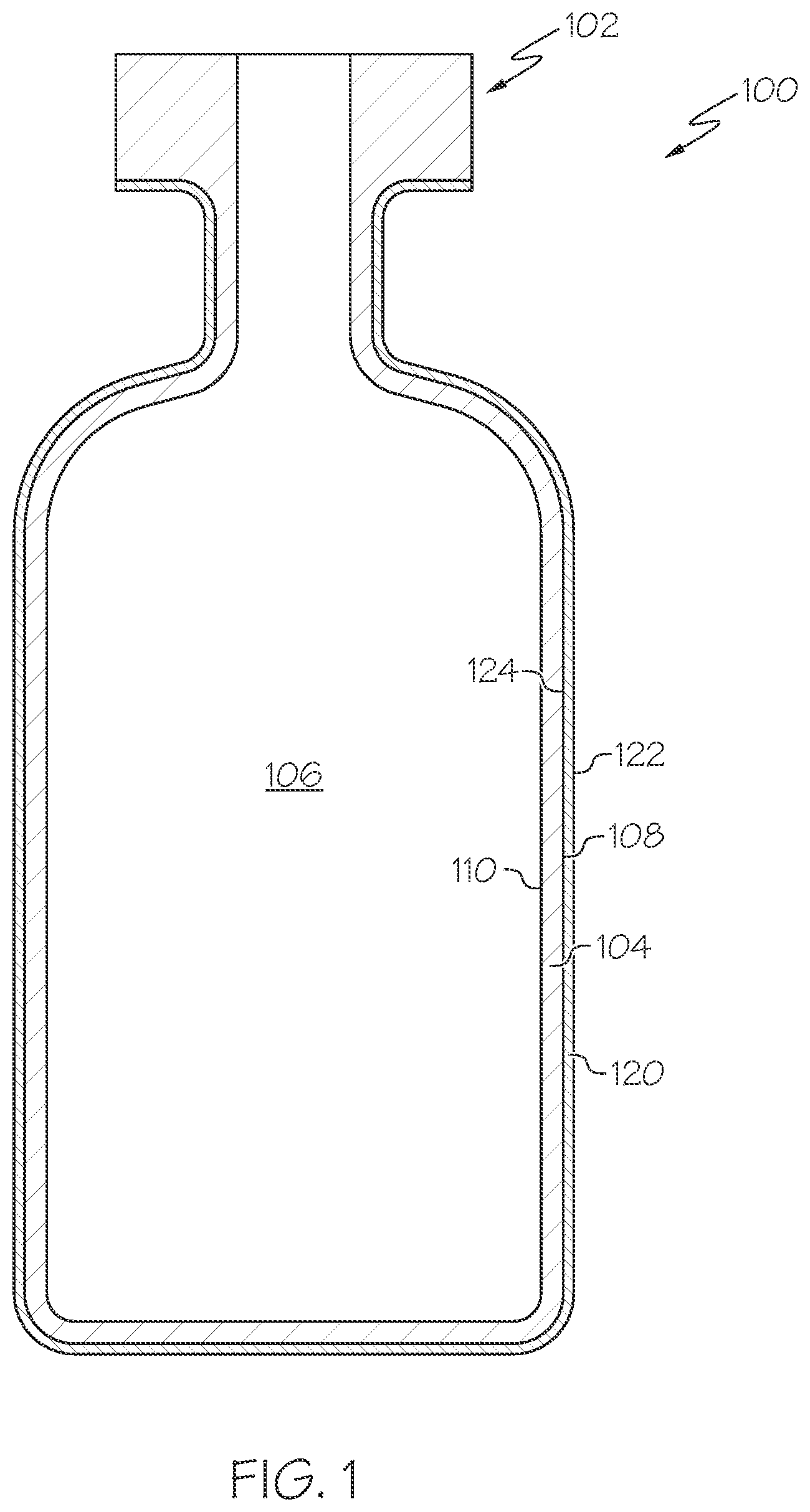 Patent US11772846 — Glass articles with mixed polymer and metal oxide coatings — Figure 1