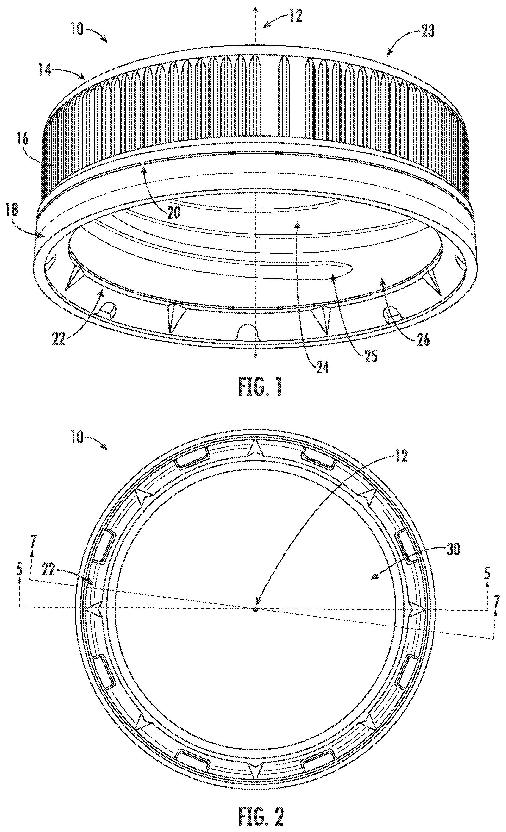 Patent US11772852 — Venting closure liner — Figure 1